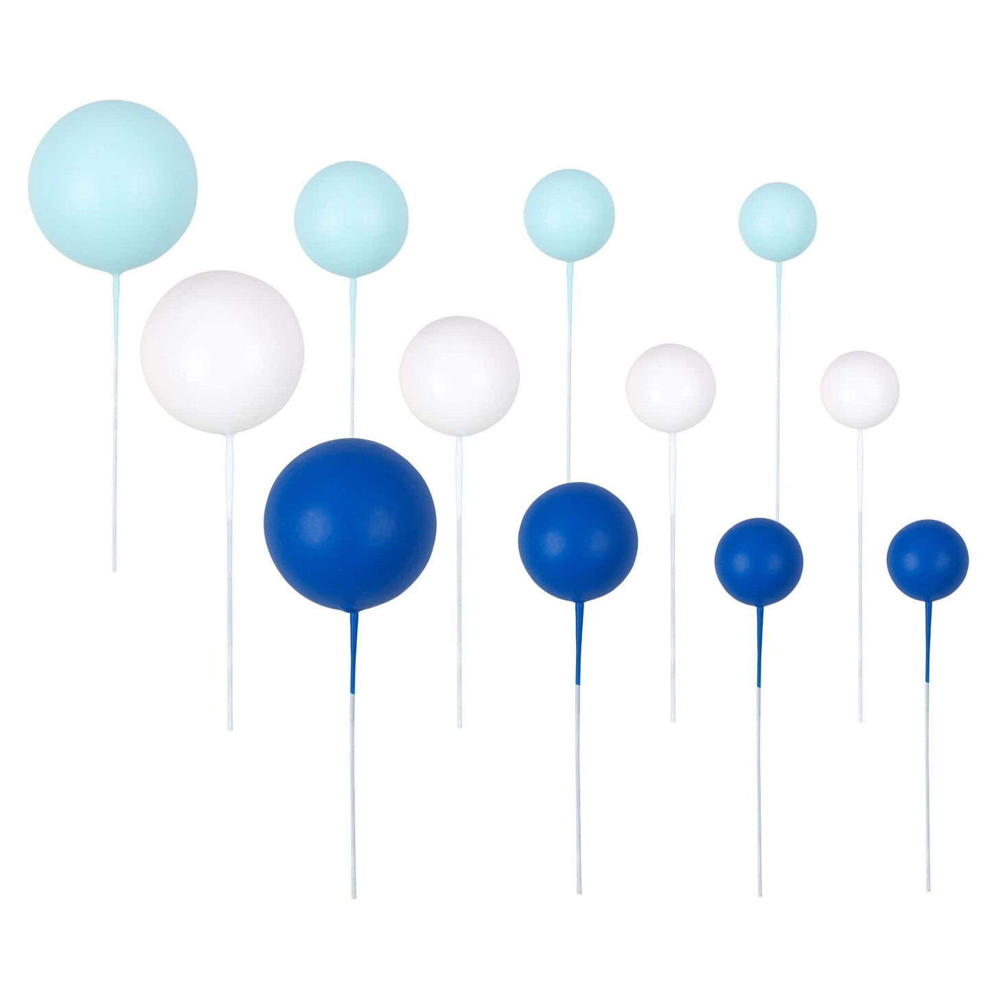 Gyufise 30Pcs Ball Cake Picks – Colorful Blue, White & Dark Blue Ball Topper Set for Cakes & Desserts