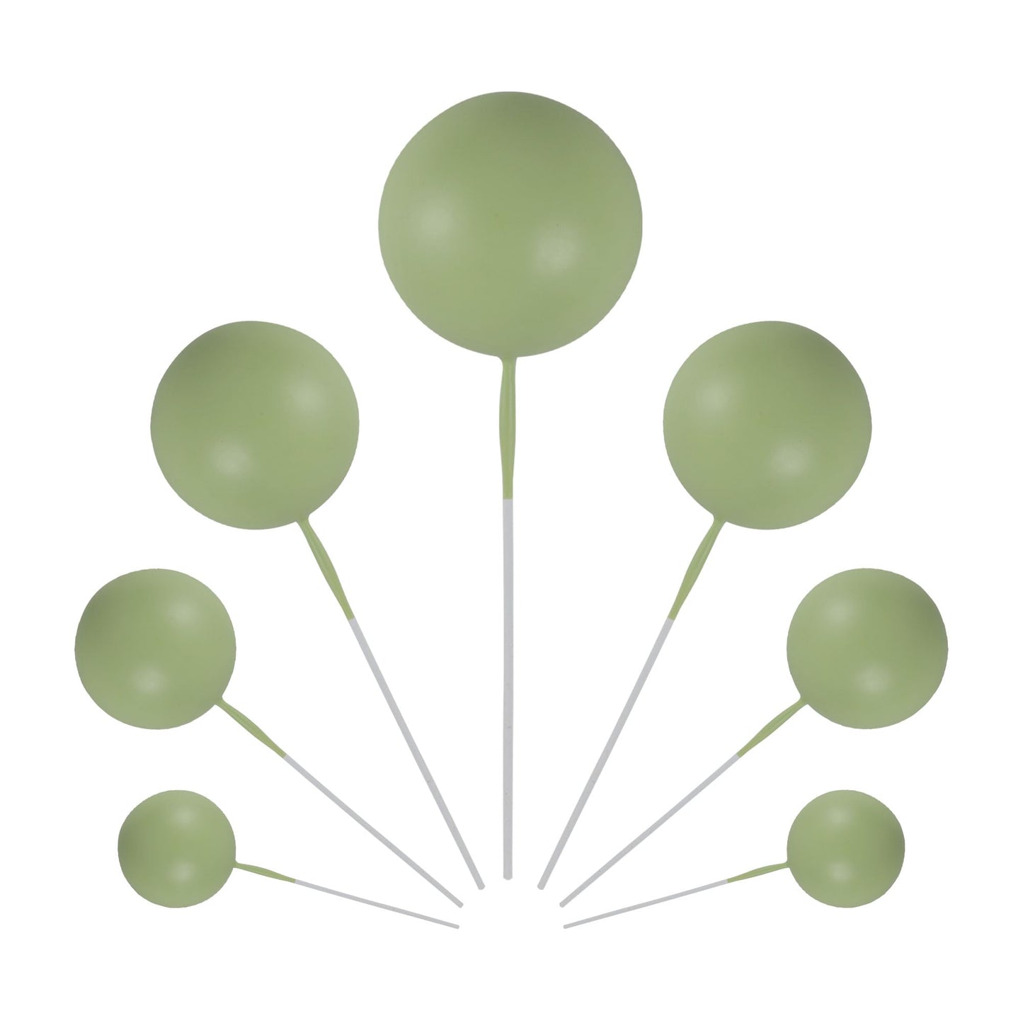 Gyufise 30Pcs Ball Cake Toppers – Matcha Green Foam Balloon Picks for Celebrations