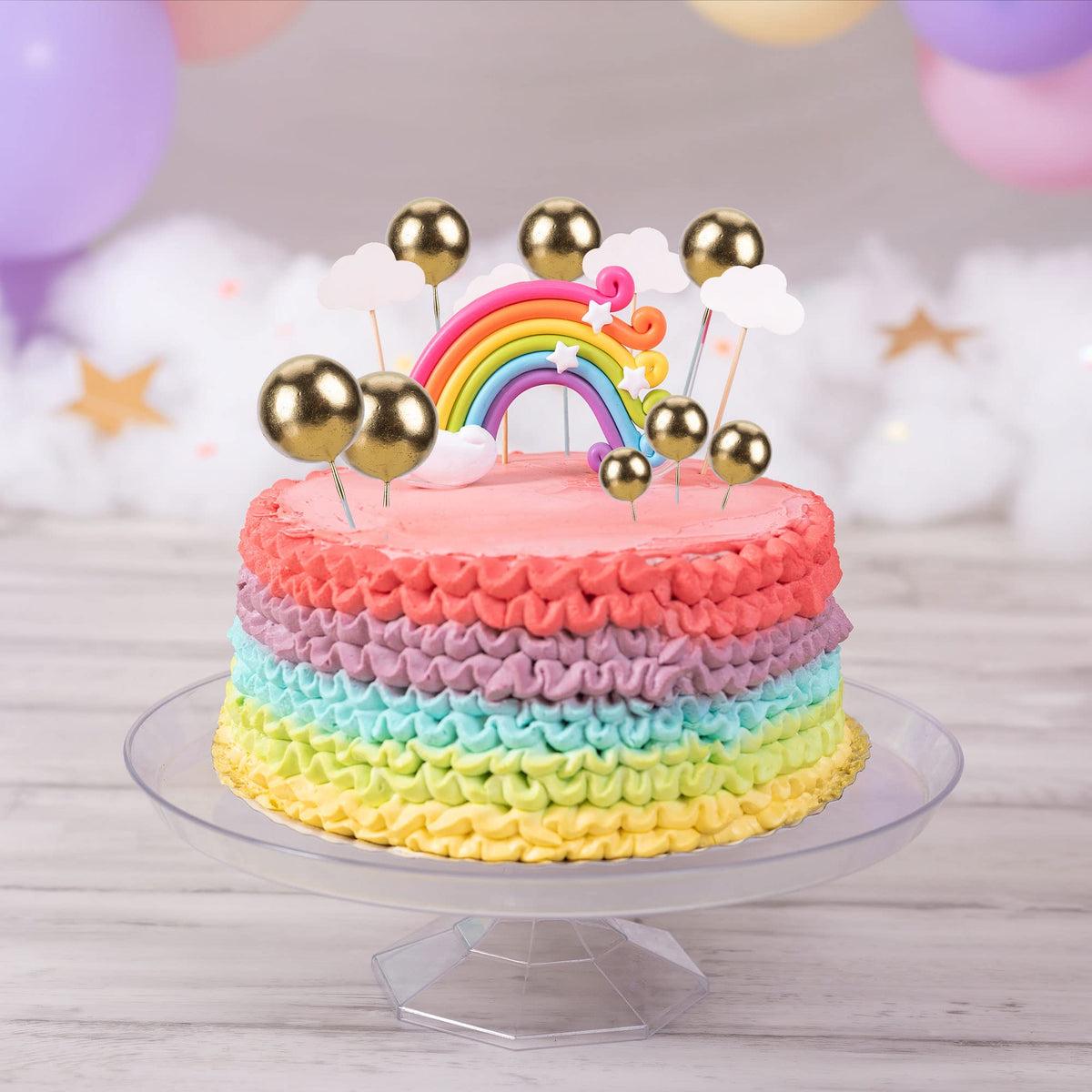 Gyufise 30Pcs Mini Balloon Cake Toppers – Gold Foam Ball Picks for Parties