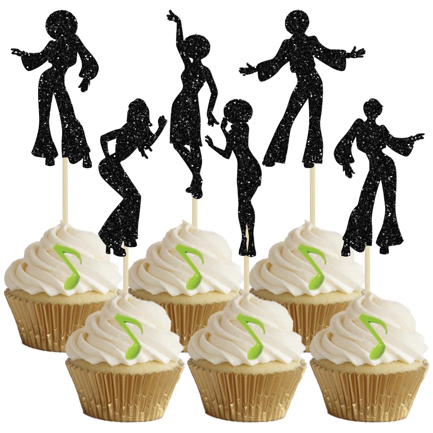 Gyufise 24Pcs 70's Disco Cupcake Toppers – Disco Ball Party Decor