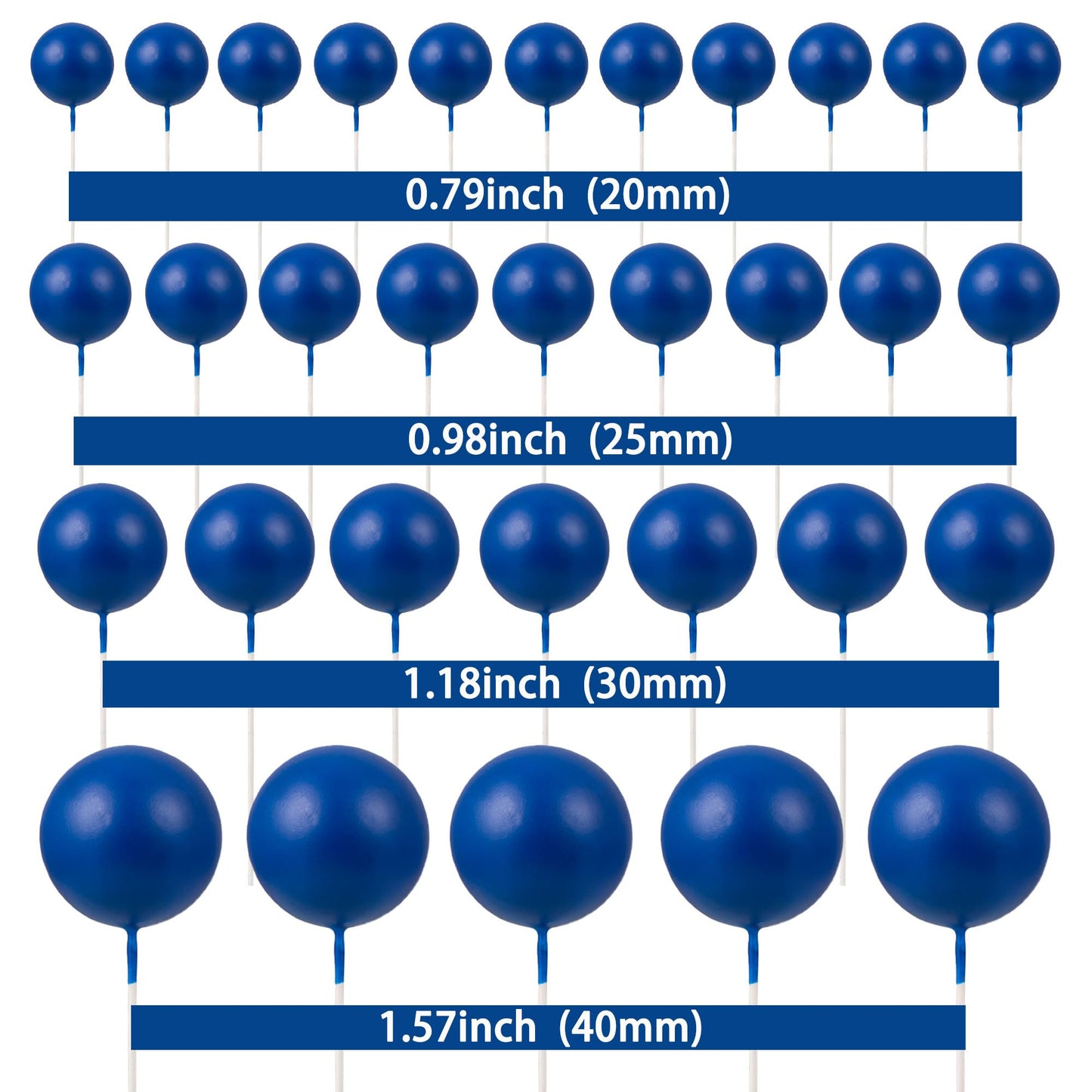 Gyufise 30Pcs Ball Cupcake Toppers – Foam Ball Cake Picks, Royal Blue