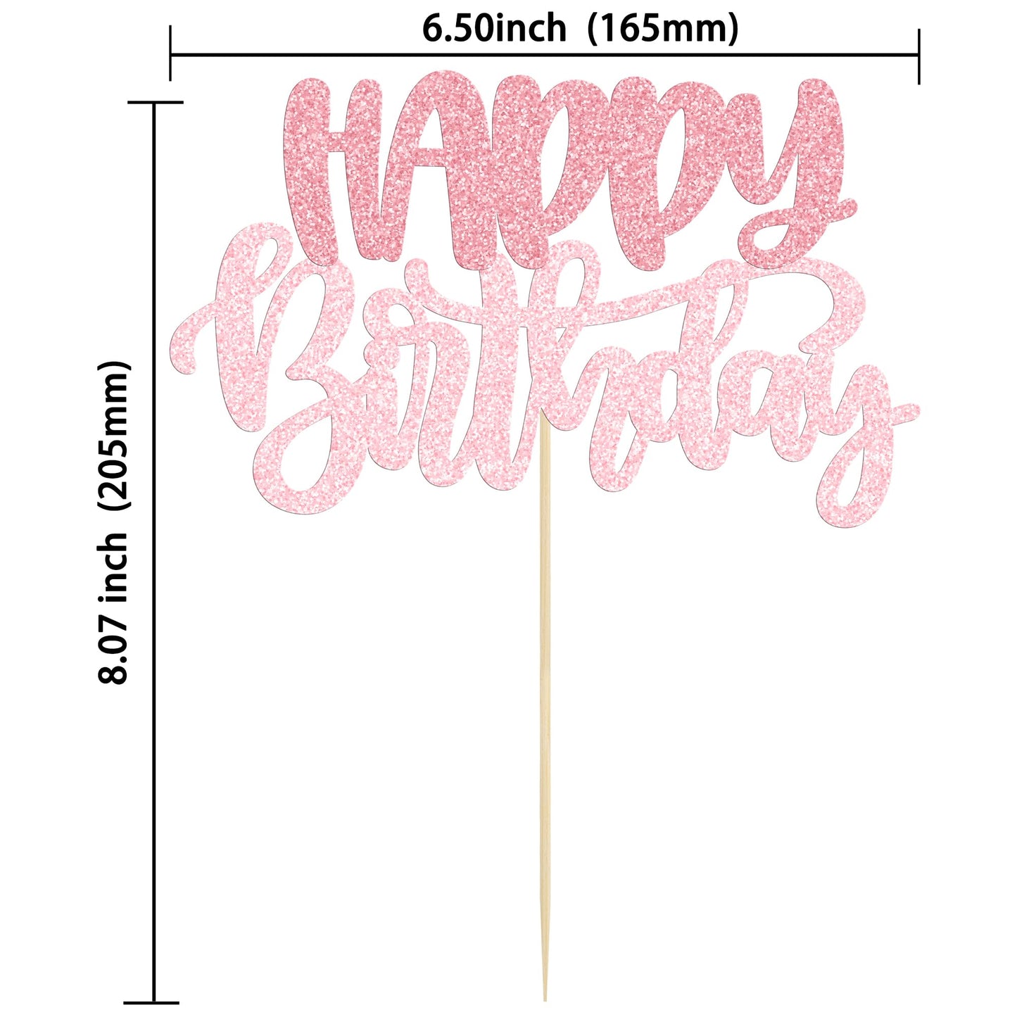 Gyufise 1Pcs Happy Birthday Cake Topper Glitter Pink – Cake Decoration