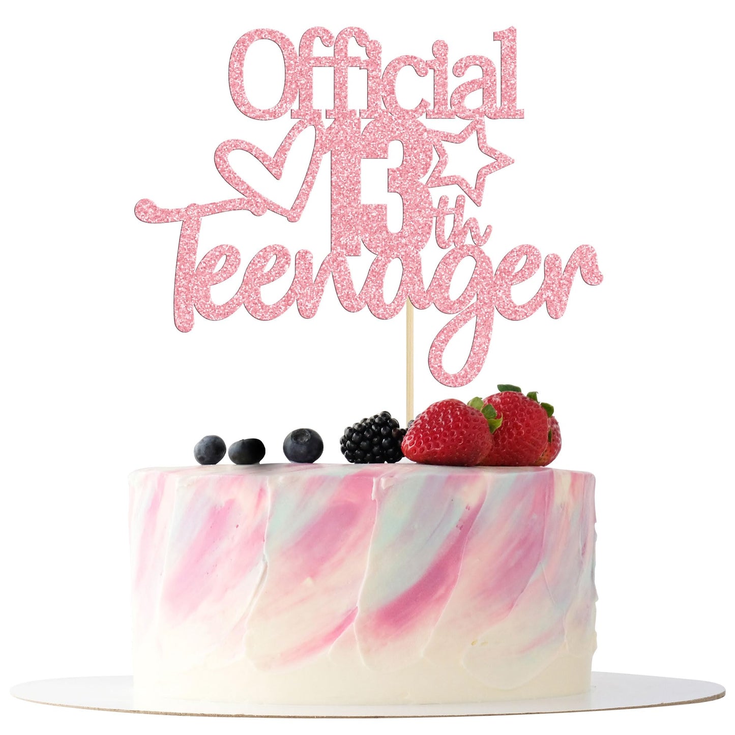 Gyufise Pink Glitter Official Teenager 13 Cake Topper – 1 Pack for 13th Birthday