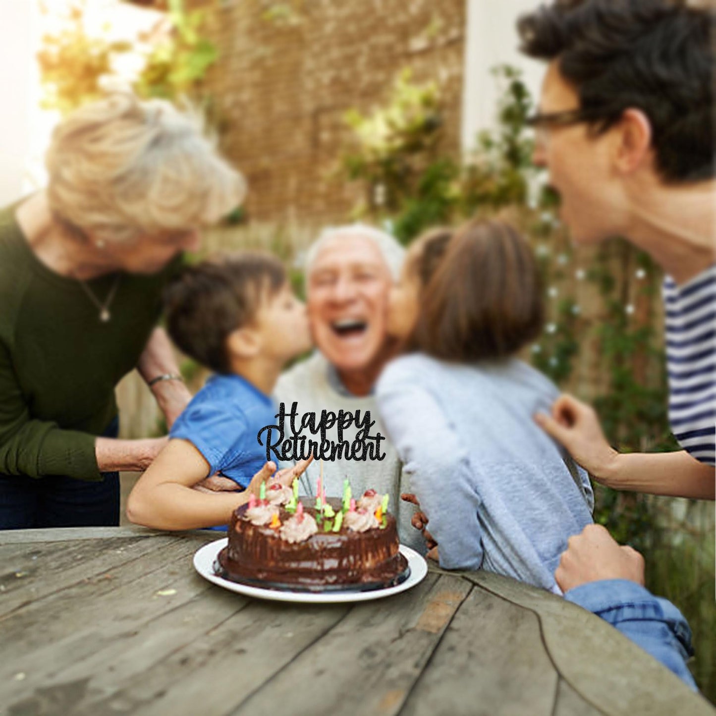 Gyufise Black Happy Retirement Cake Topper – 14x19cm, 1 Pack