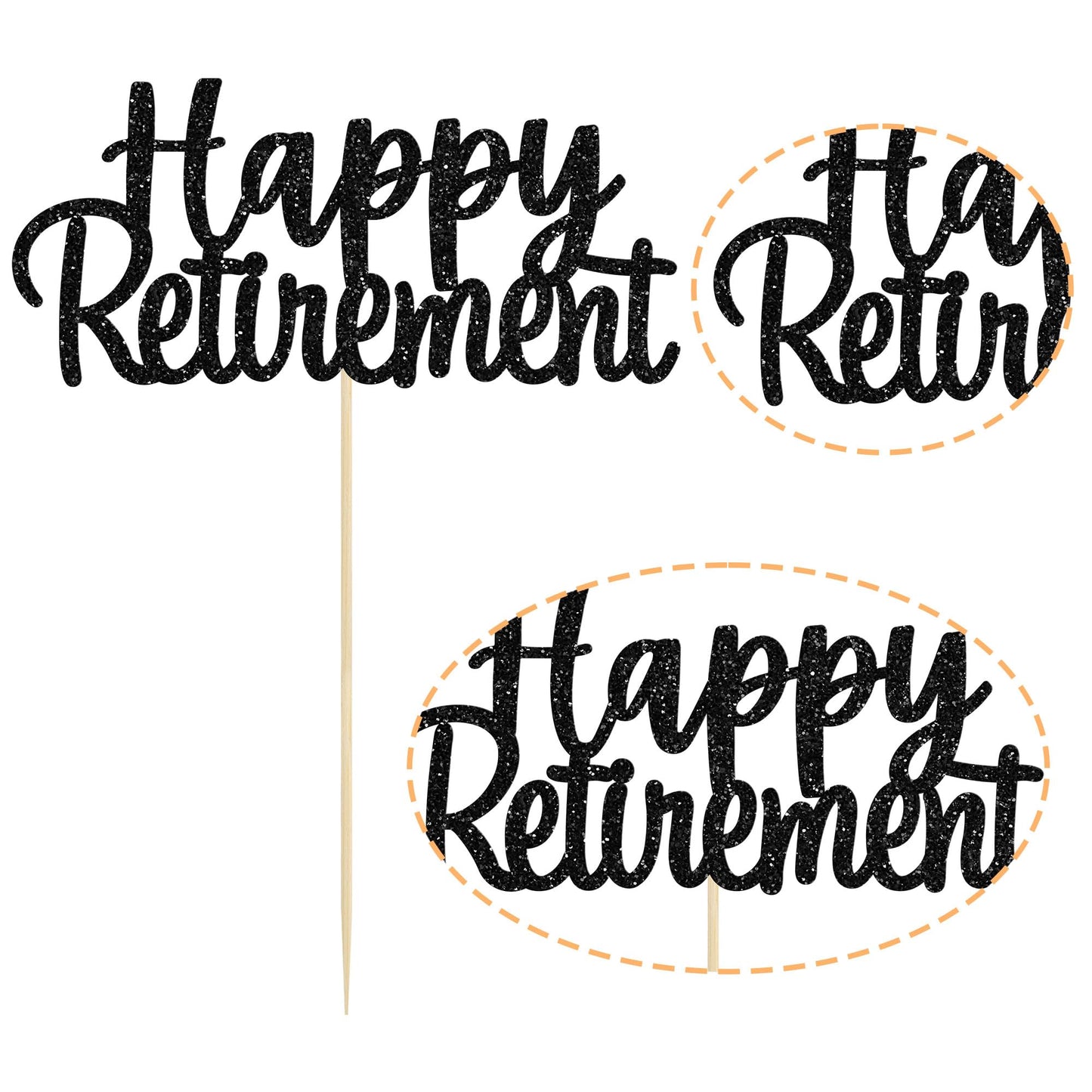 Gyufise Black Happy Retirement Cake Topper – 14x19cm, 1 Pack