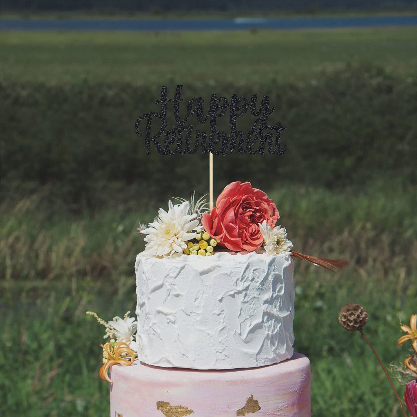 Gyufise Black Happy Retirement Cake Topper – 14x19cm, 1 Pack