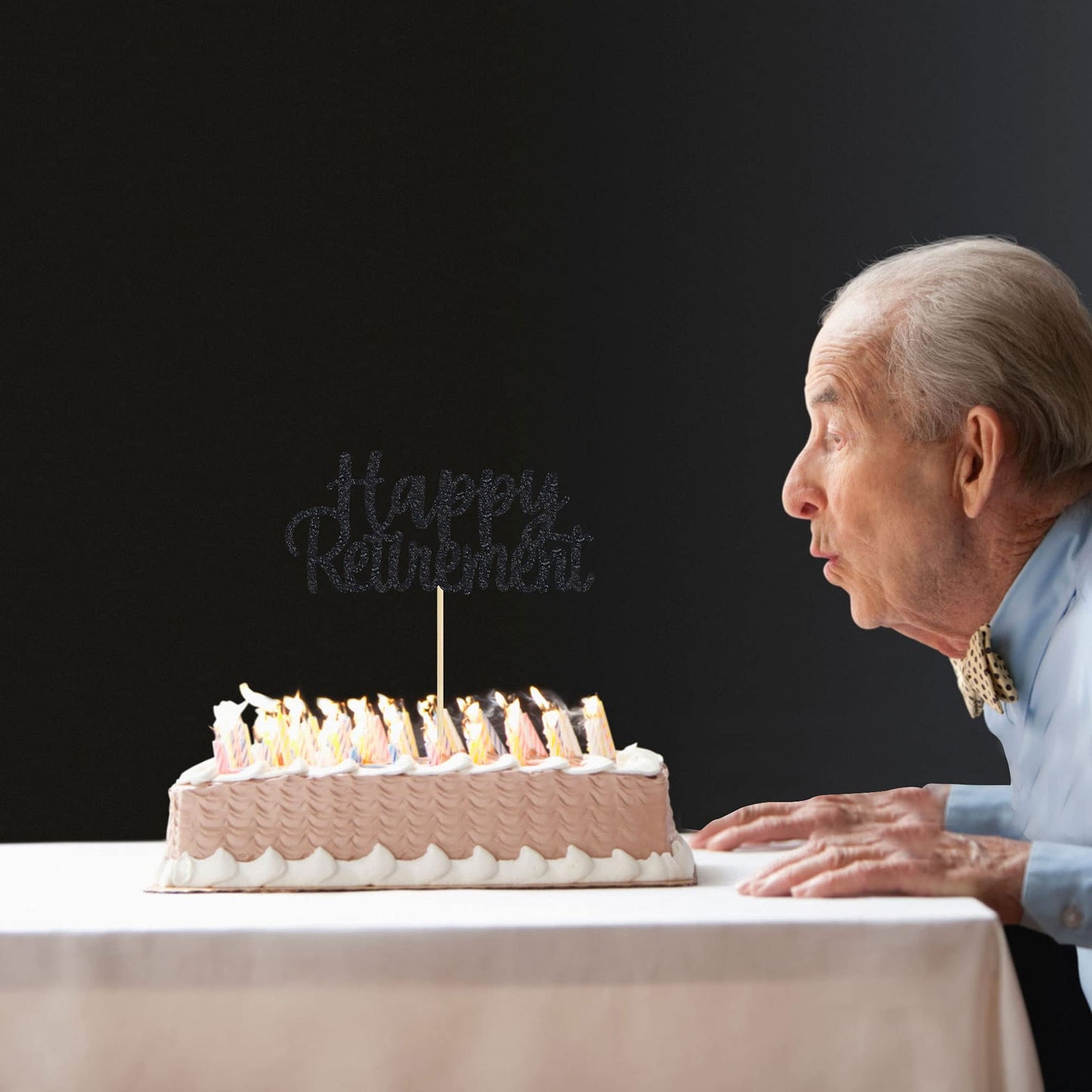 Gyufise Black Happy Retirement Cake Topper – 14x19cm, 1 Pack