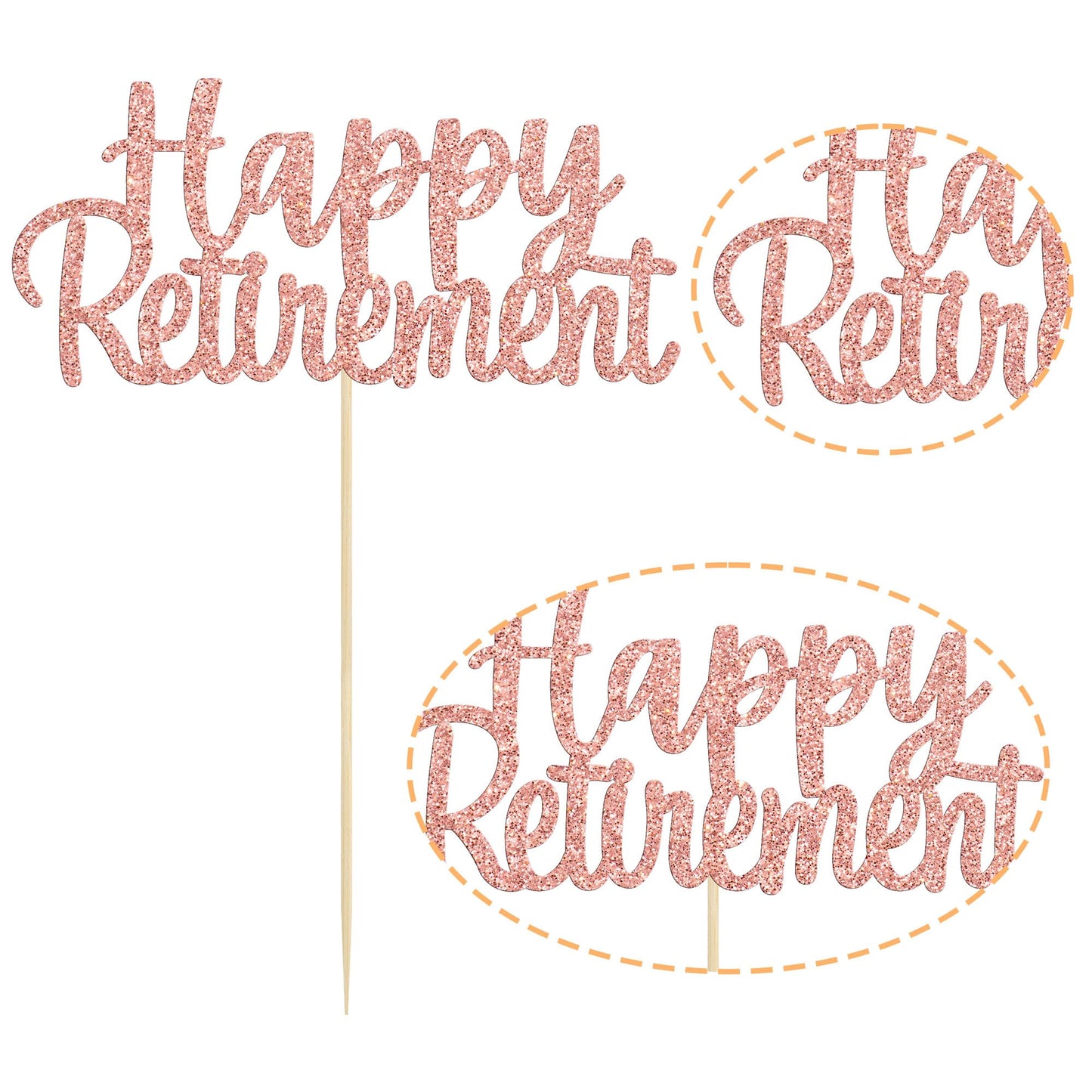 Gyufise Rose Gold Glitter Retirement Cake Topper – 14x19 cm, 1 Pack