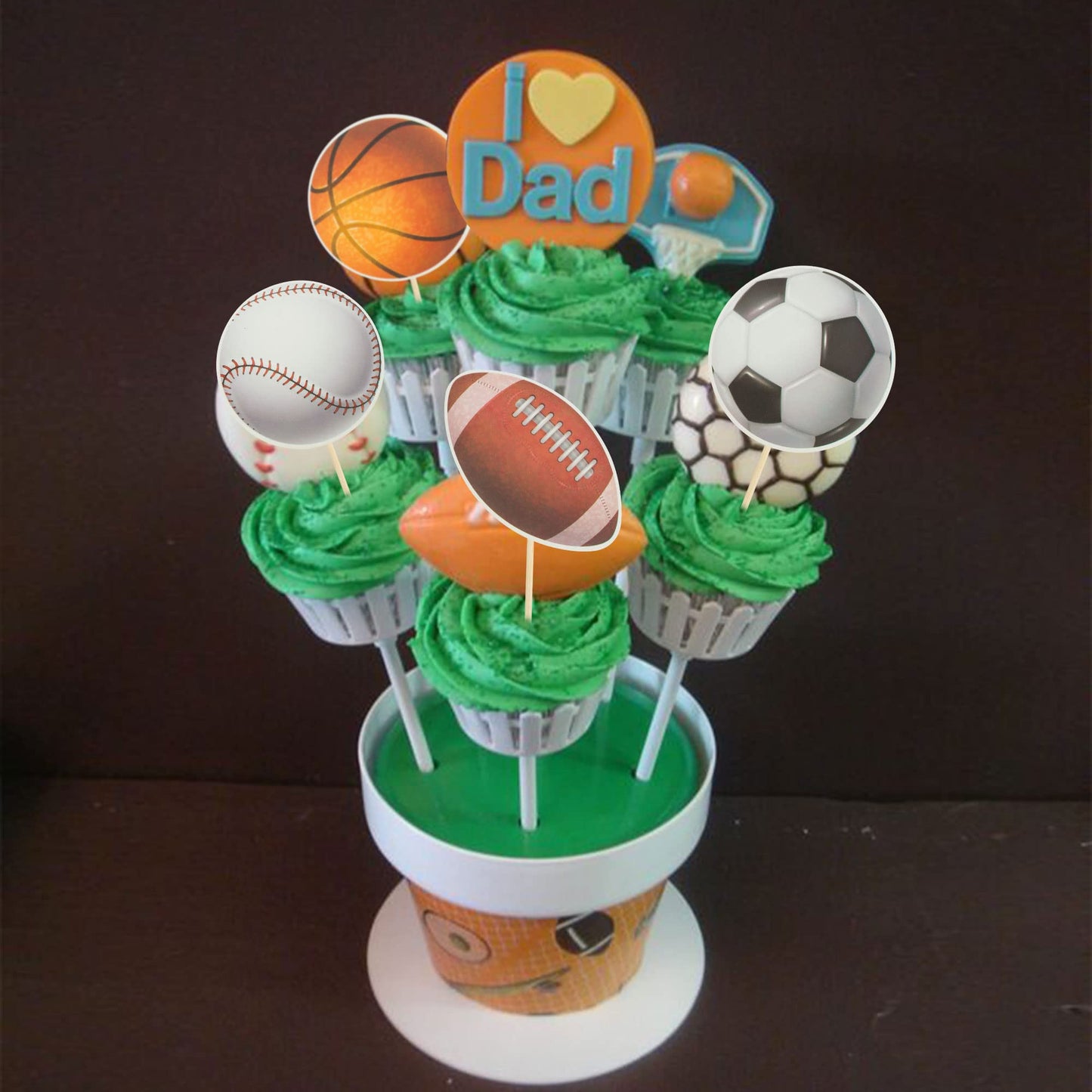 Gyufise 36 Pack Sports Cupcake Toppers – Baseball, Basketball, Soccer, Football, Rugby