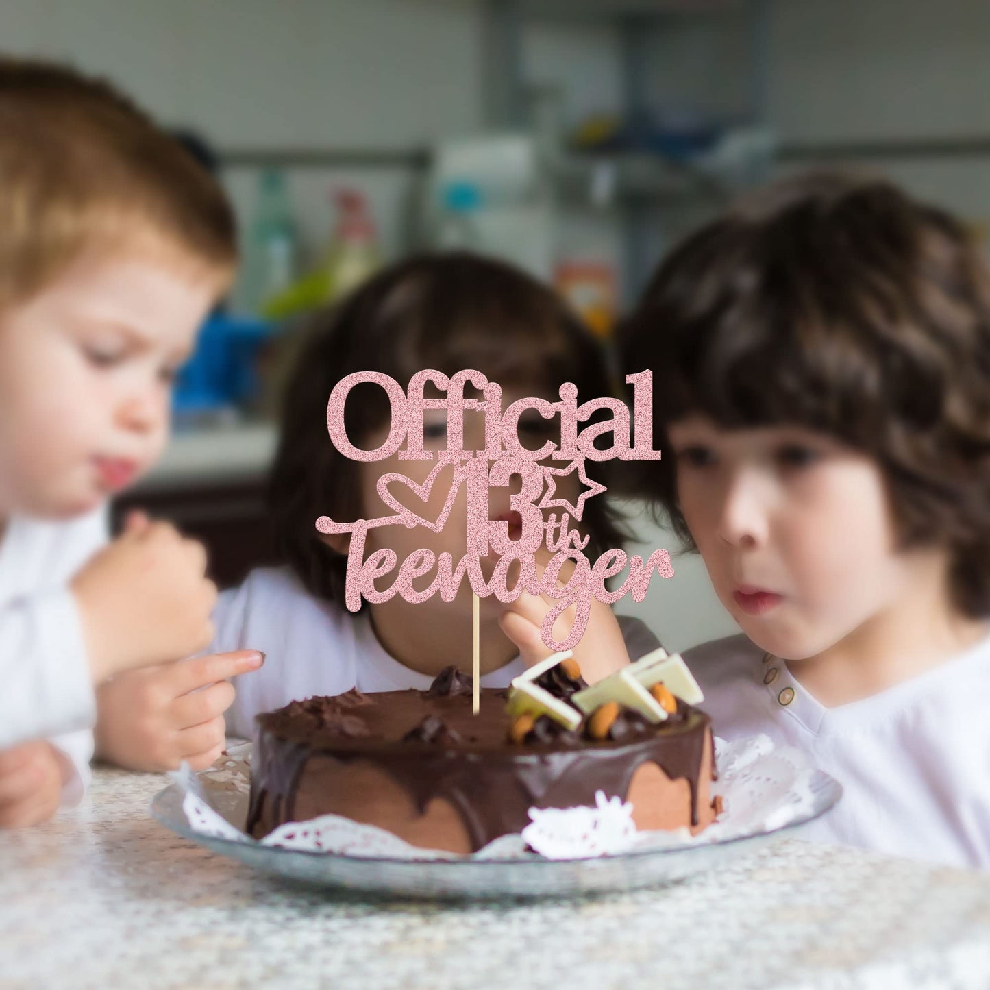 Gyufise Pink Glitter Official Teenager 13 Cake Topper – 1 Pack for 13th Birthday