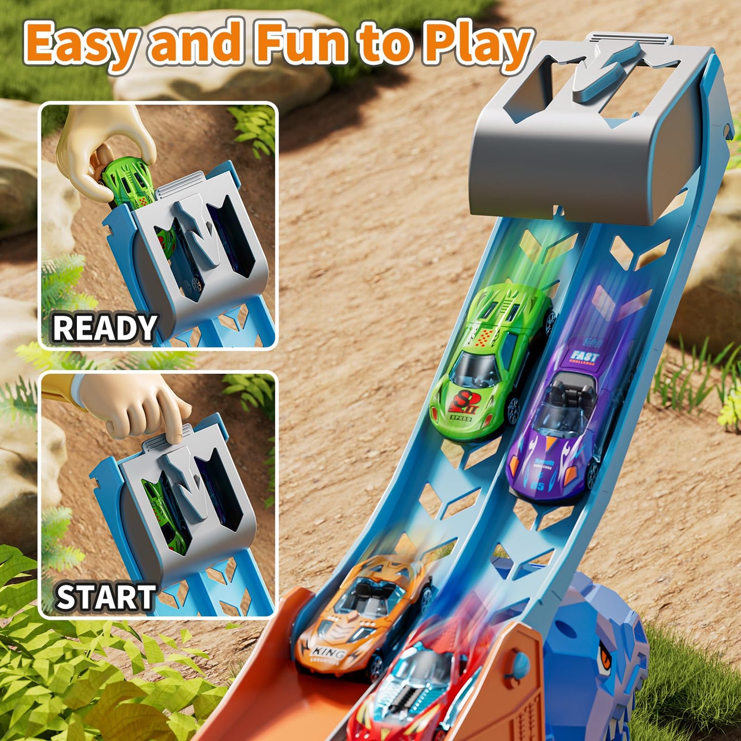 GYYCKTD Race Track Truck Toy Set – 3-in-1 Carrier with 12 Die-Cast Cars