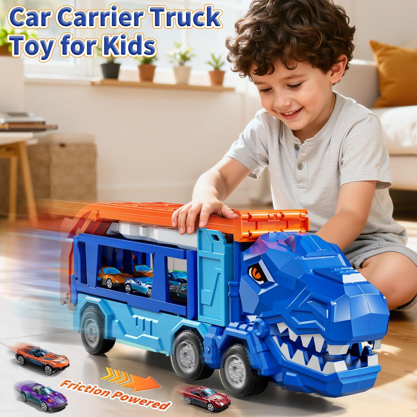 GYYCKTD Race Track Truck Toys — 12 Die-Cast Cars, 2-Tier Storage, Ramps (Ages 3-8)
