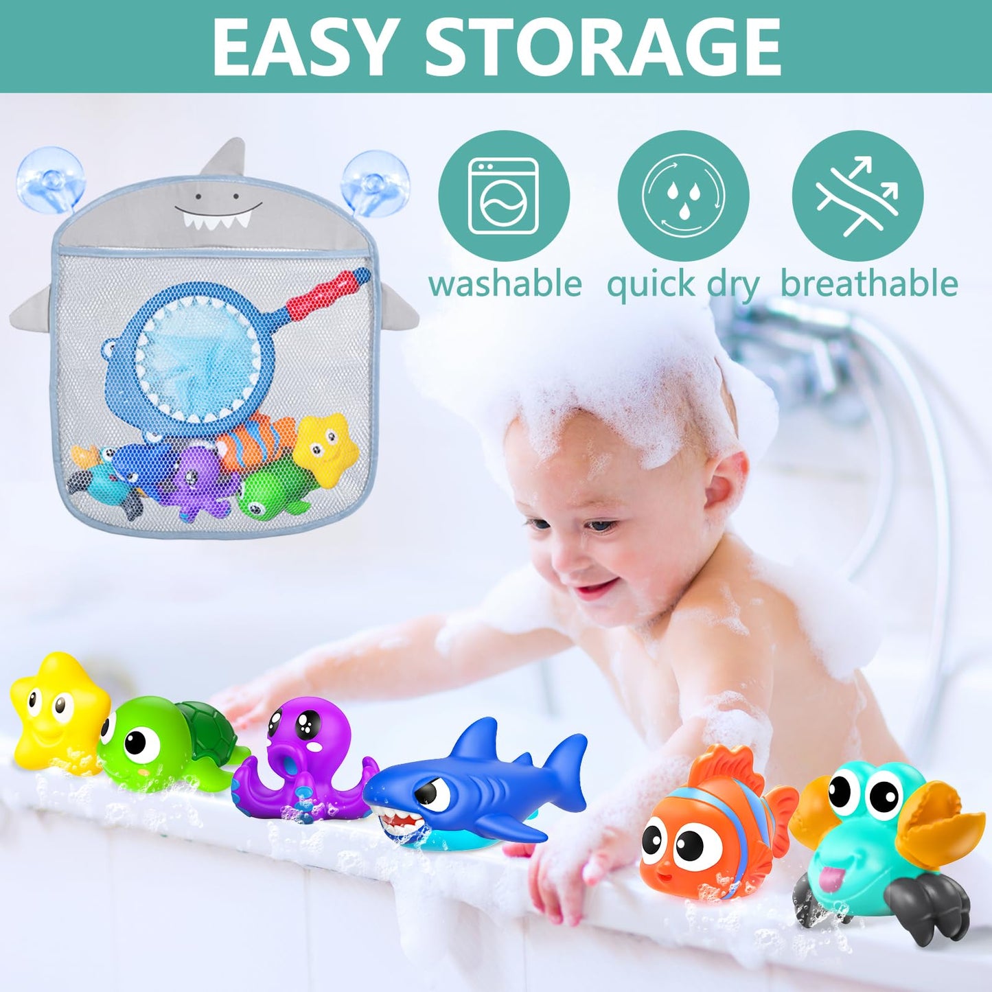 GZHFMUS No-Hole Mold Free Ocean Bath Toys – 8-Piece Set for Babies & Toddlers