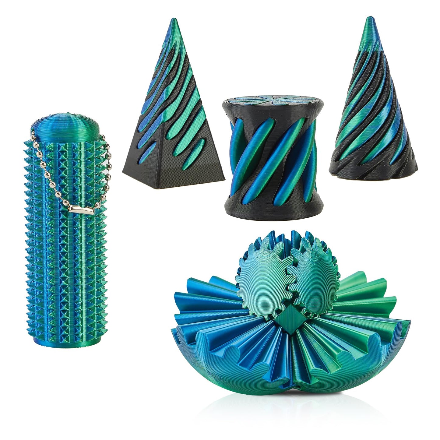 gzrnje 3D Printed Fidget Toys Set – 5 Pack Spiral Cone & Gear Ball for Desk, Classroom, and Gifts