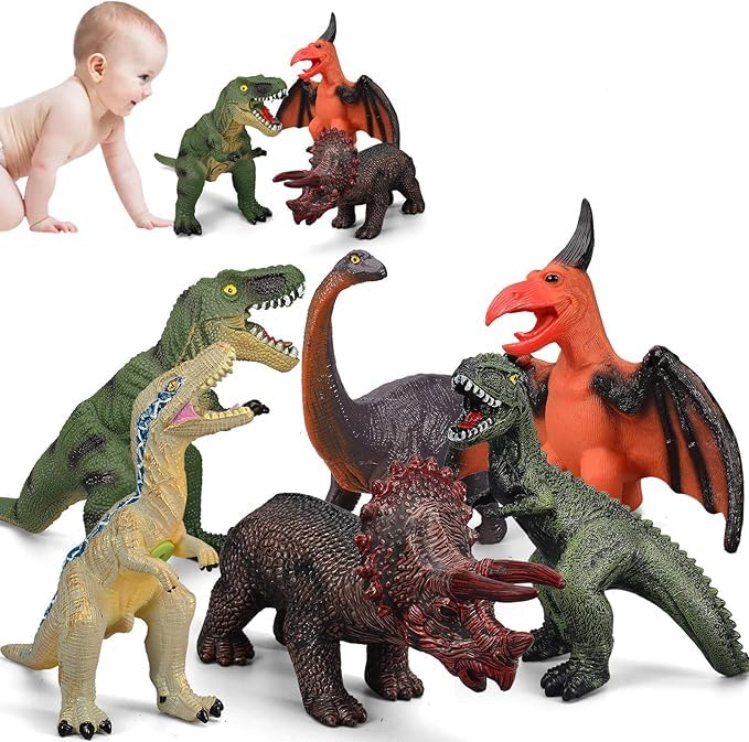 Gzsbaby 6-Piece Jumbo Dinosaur Toys for Kids 3-5 & Toddlers | Large Soft Dino Figures