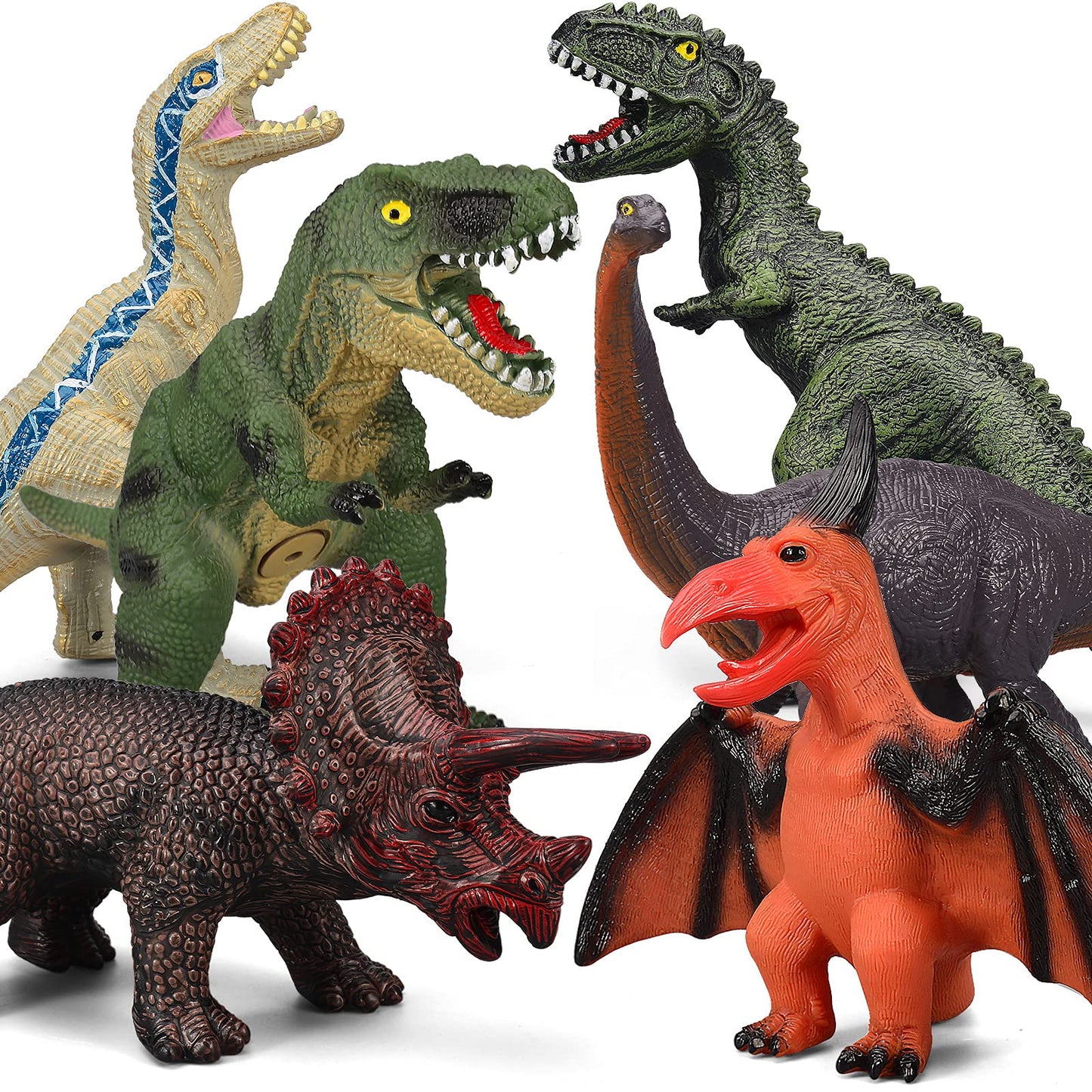 Gzsbaby 6-Piece Jumbo Dinosaur Toys for Kids 3-5 & Toddlers | Large Soft Dino Figures