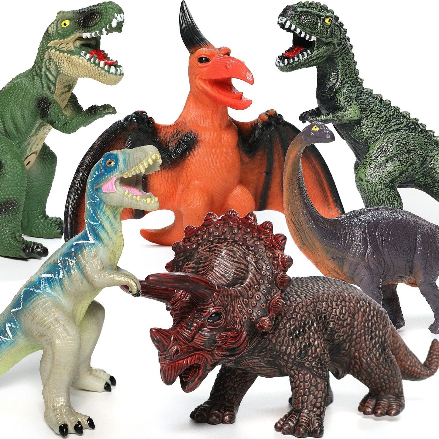Gzsbaby 6-Piece Jumbo Dinosaur Toys for Kids 3-5 & Toddlers | Large Soft Dino Figures