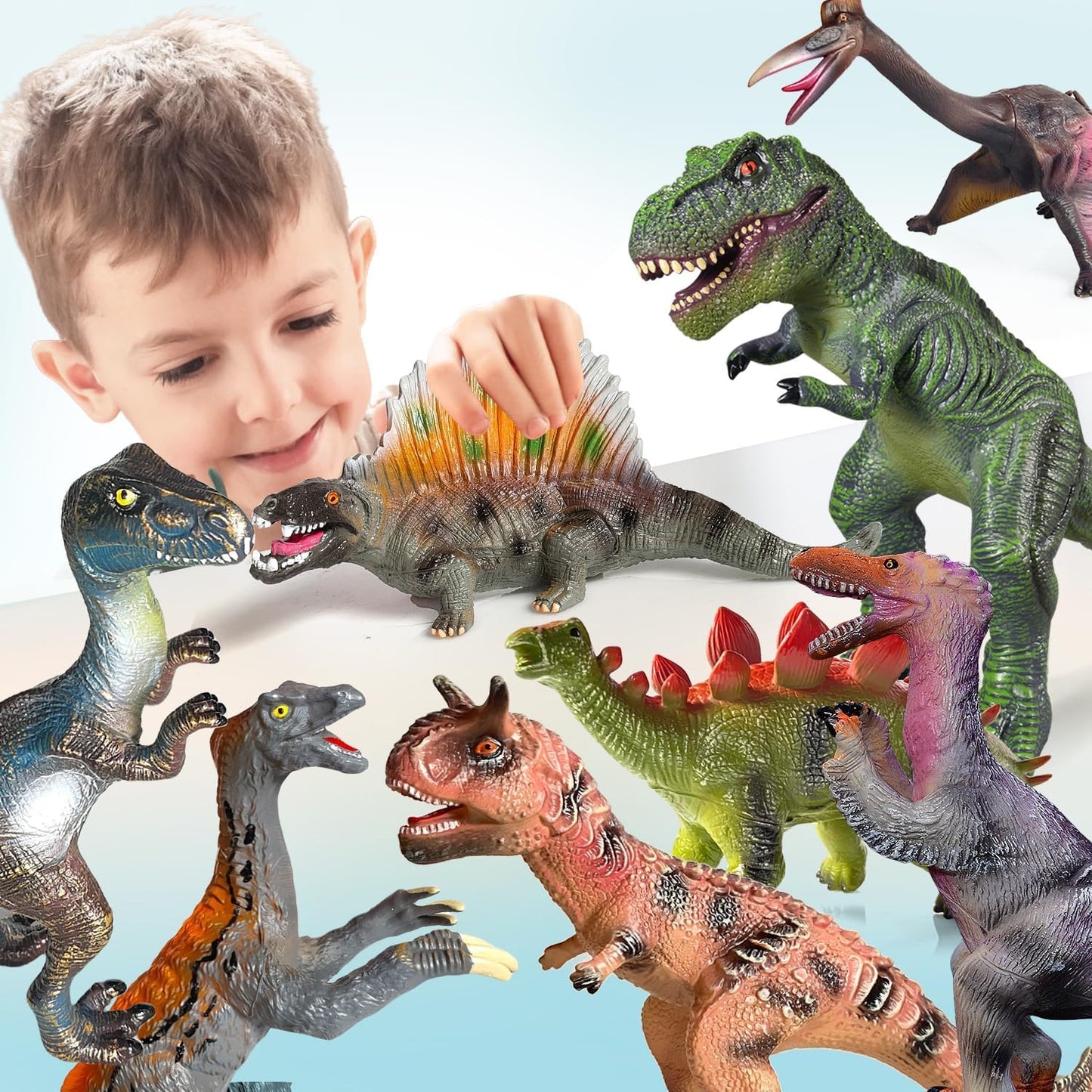 Gzsbaby 8-Piece Jumbo Dinosaur Toys for Kids — Realistic Figures for Play & Learning