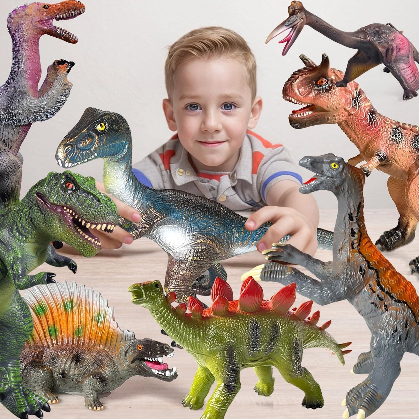 Gzsbaby 8-Piece Jumbo Dinosaur Toys for Kids — Realistic Figures for Play & Learning