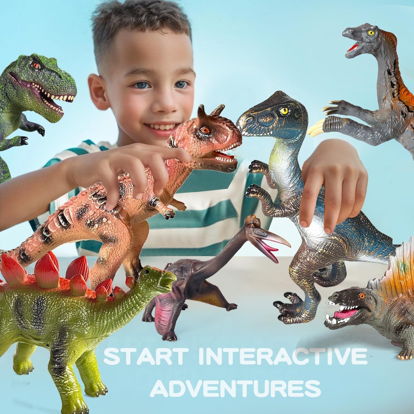 Gzsbaby 8-Piece Jumbo Dinosaur Toys for Kids — Realistic Figures for Play & Learning