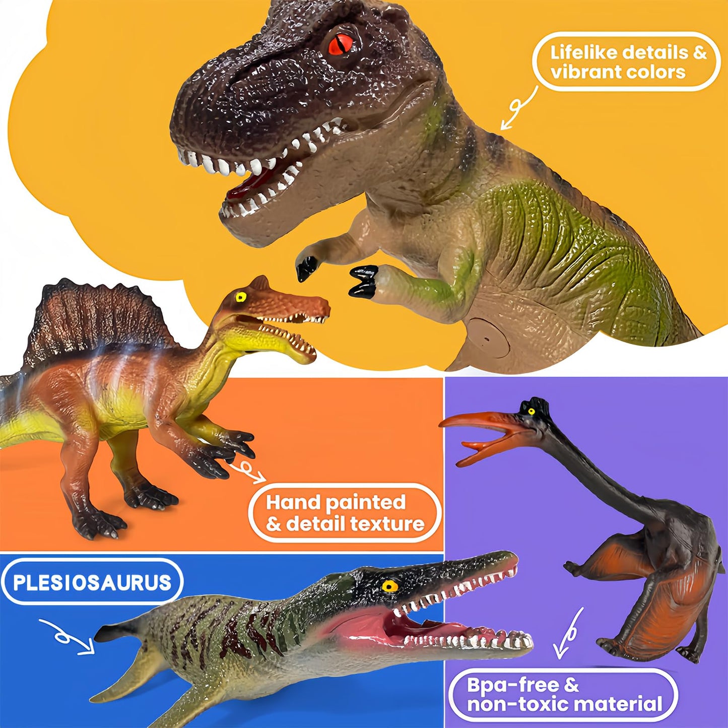Gzsbaby 7-Pcs Jumbo Dinosaur Toys – Realistic Large Dino Figures for Kids 3-7