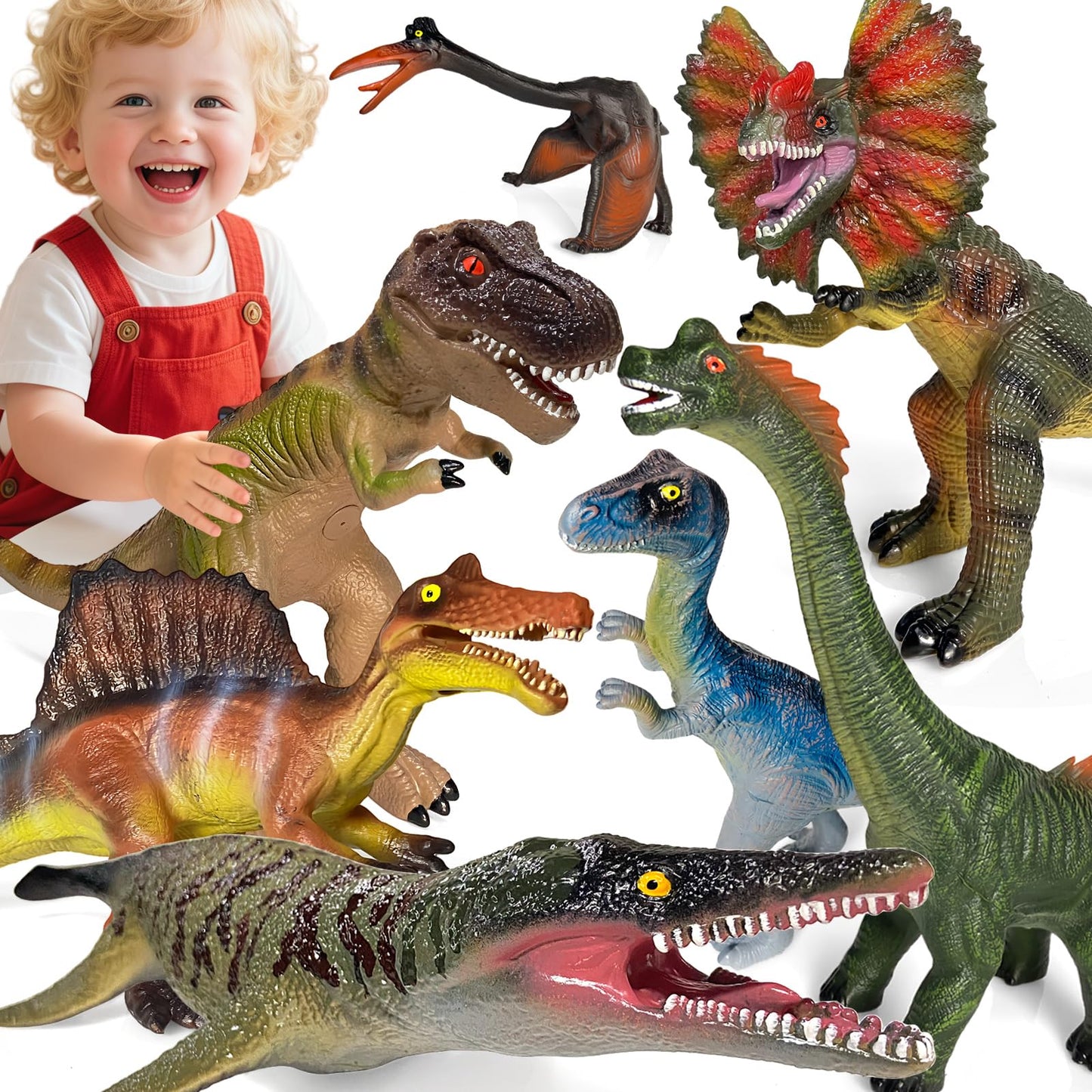 Gzsbaby 7-Pcs Jumbo Dinosaur Toys – Realistic Large Dino Figures for Kids 3-7