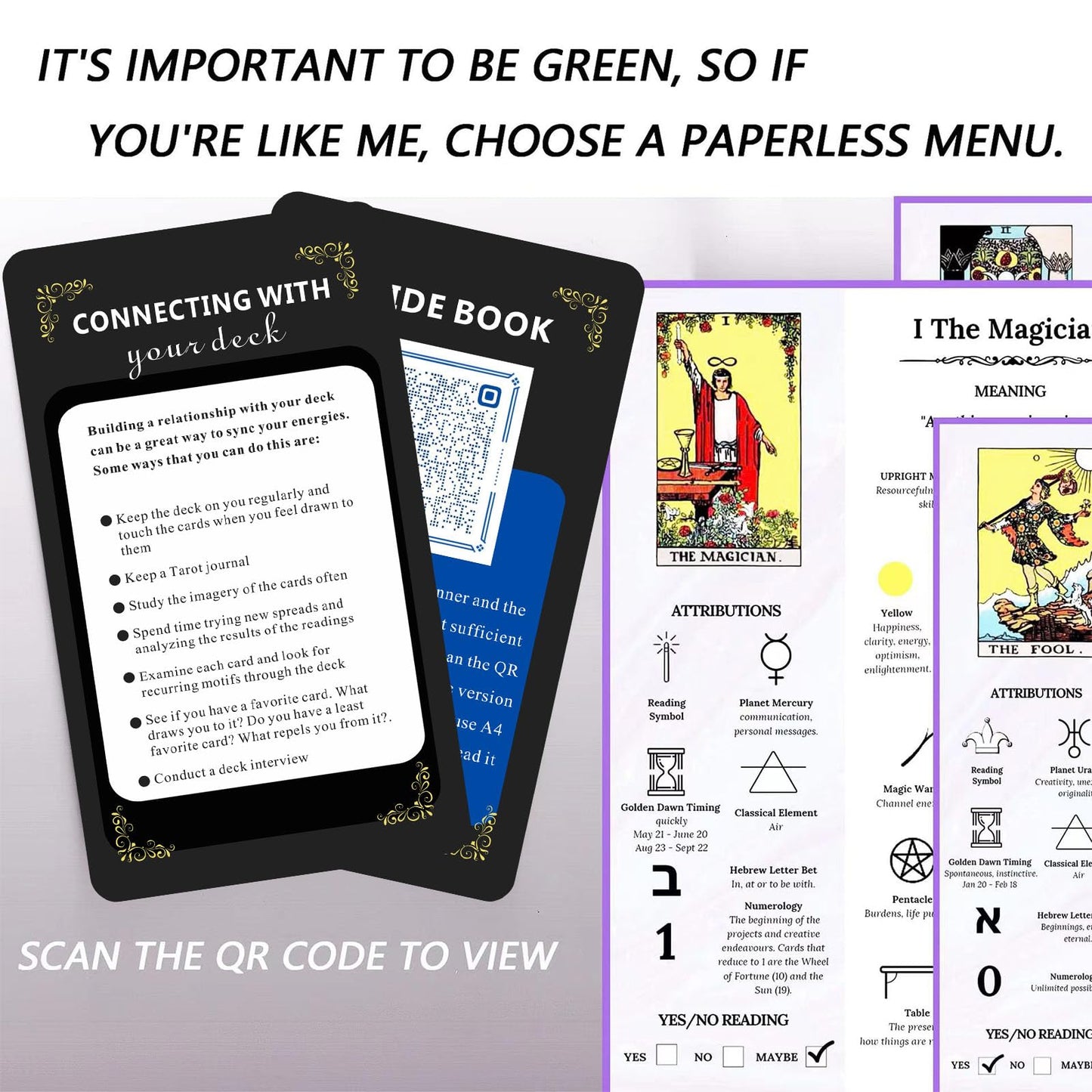 GZSYXHJYXGS Classic Tarot Cards for Beginners – 78-Card Deck with Meanings (Black)