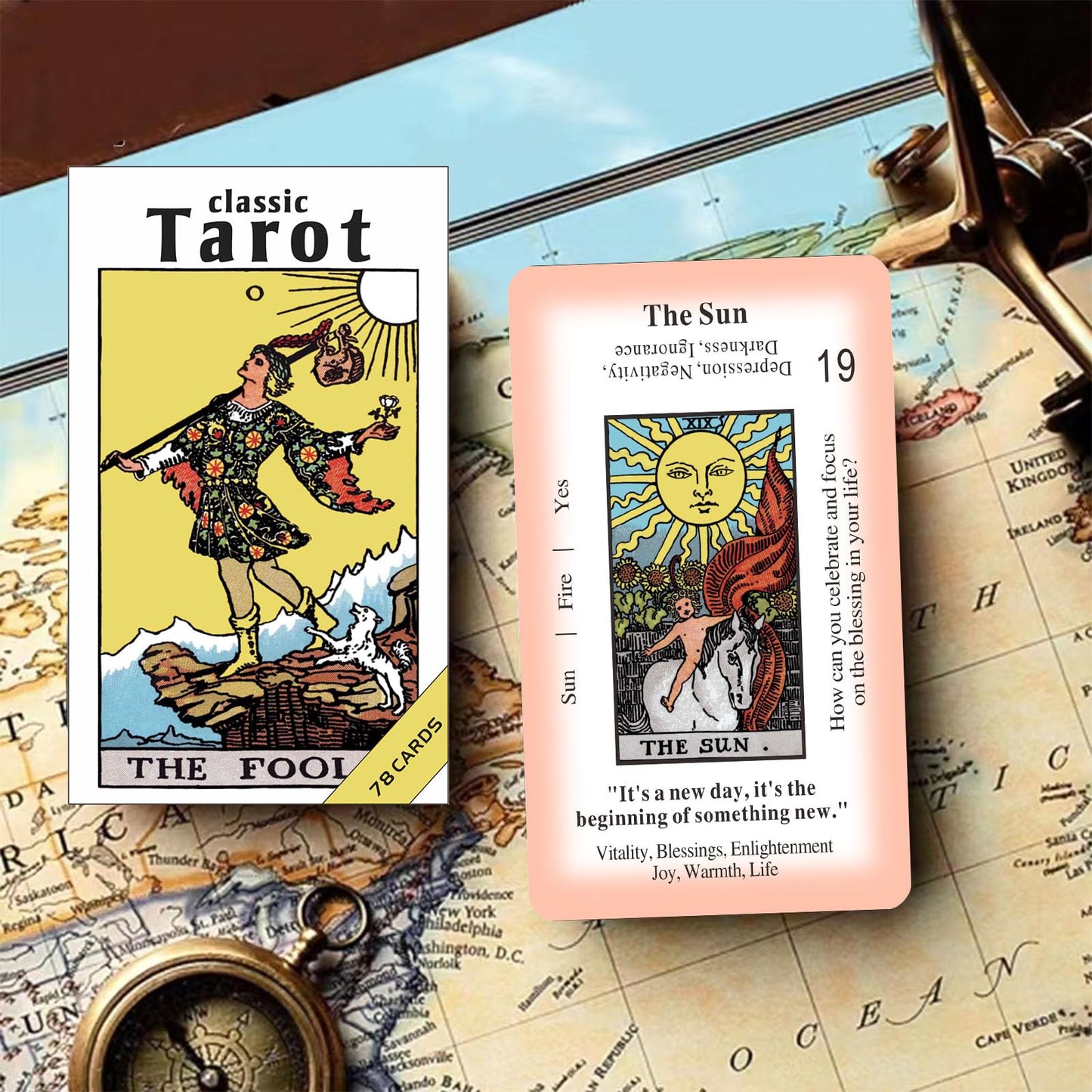 GZSYXHJYXGS Classic Tarot Cards for Beginners — 78-Card Deck with Meanings (White)