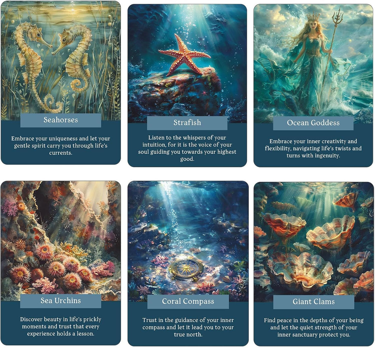 GZSYXHJYXGS Ocean of Wisdom Oracle Card Deck — Under the Sea & Mystical Creatures