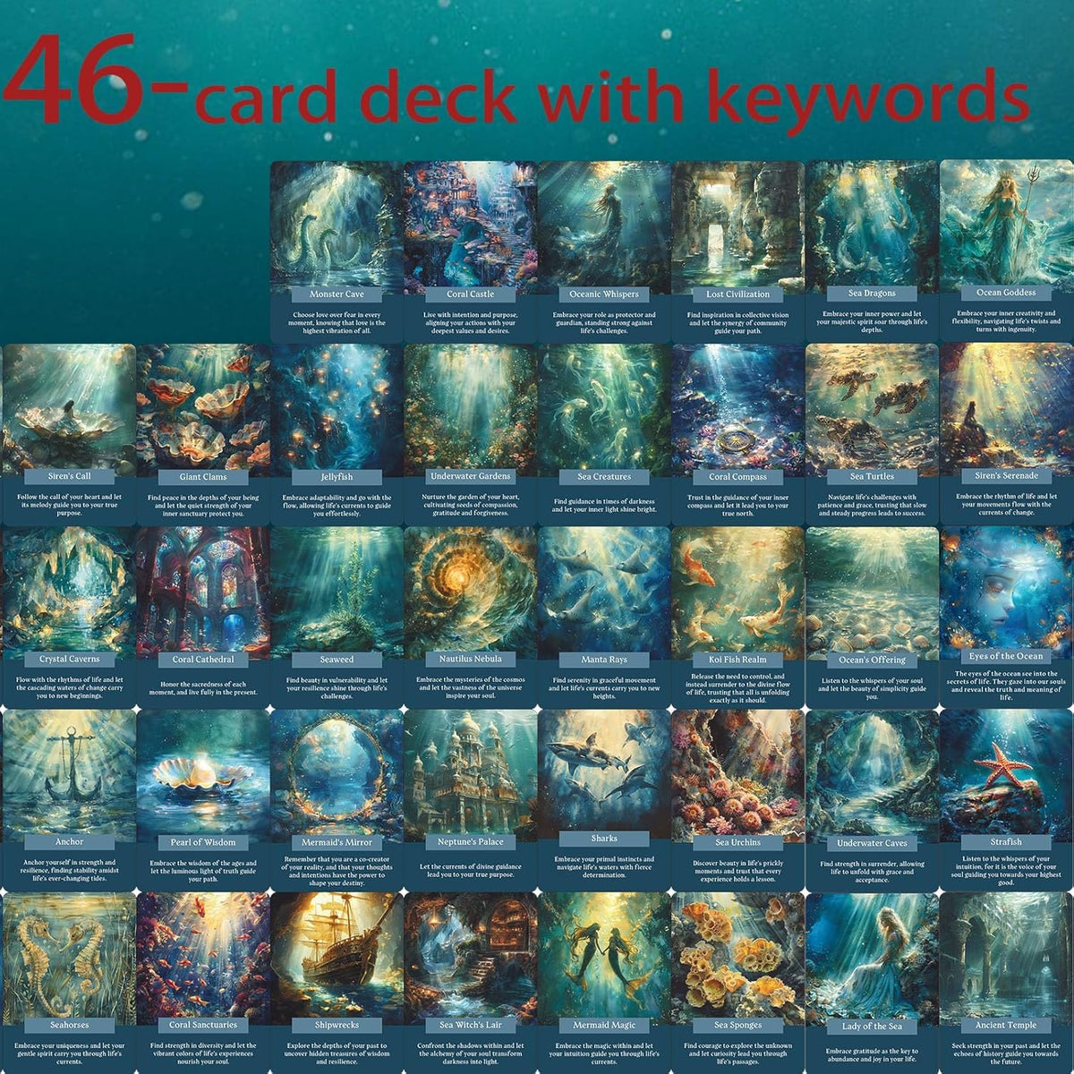 GZSYXHJYXGS Ocean of Wisdom Oracle Card Deck — Under the Sea & Mystical Creatures