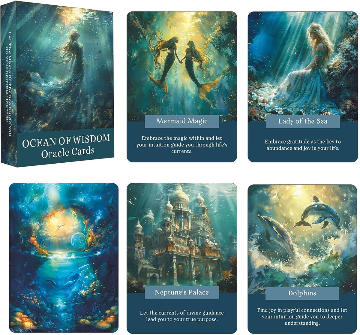 GZSYXHJYXGS Ocean of Wisdom Oracle Card Deck — Under the Sea & Mystical Creatures