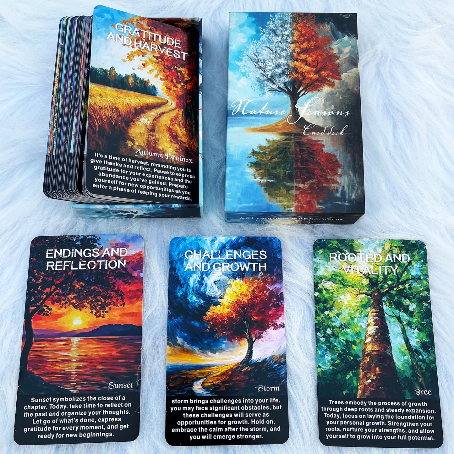 GZXINKE Nature and Seasons Oracle Deck – 54 Cards for Intuition, Healing, and Personal Growth (Beginner Friendly)
