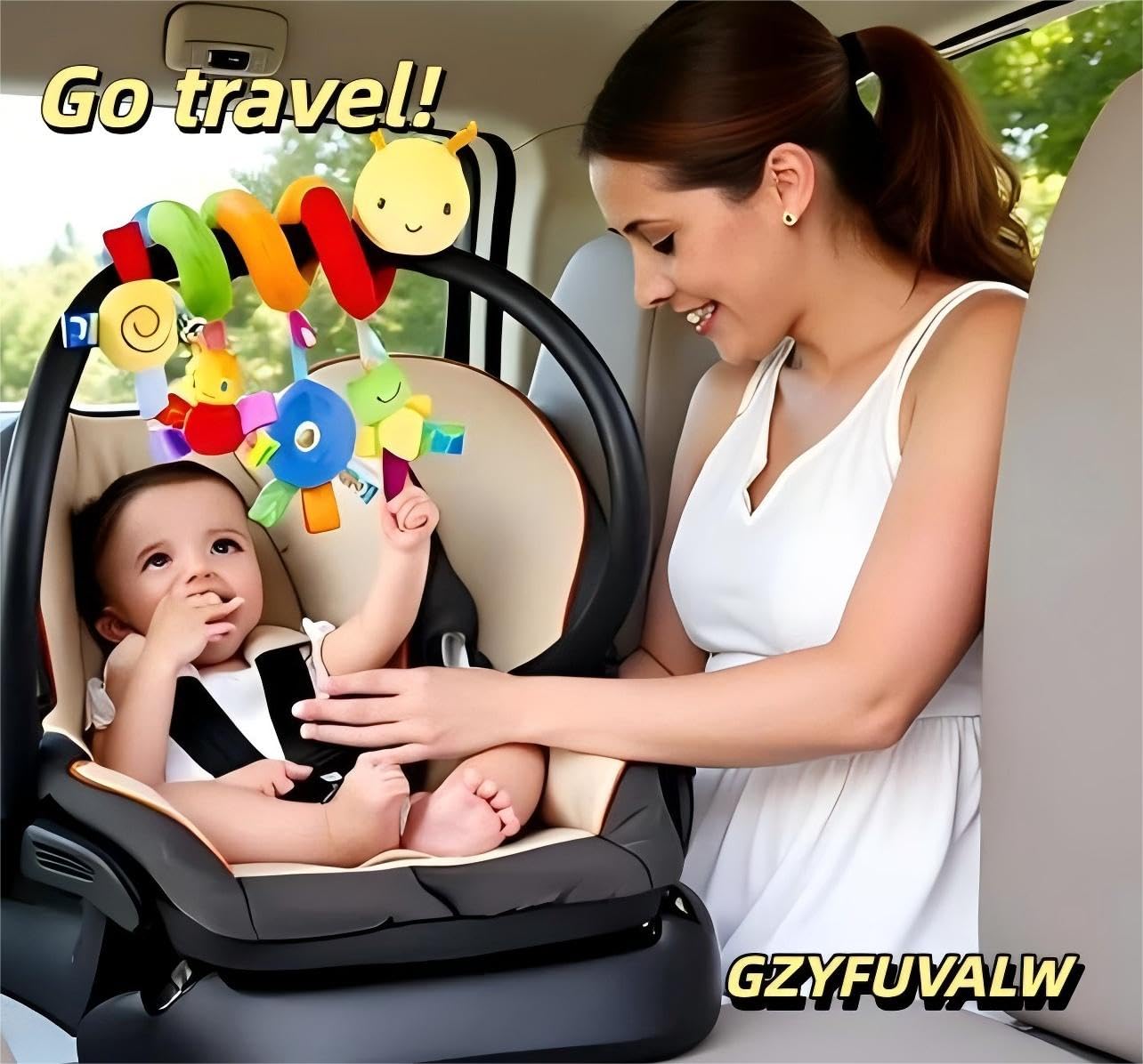 GZYFUVALW Car Seat & Stroller Toy | Plush Spiral Baby Sensory Toy with Ringing Bells