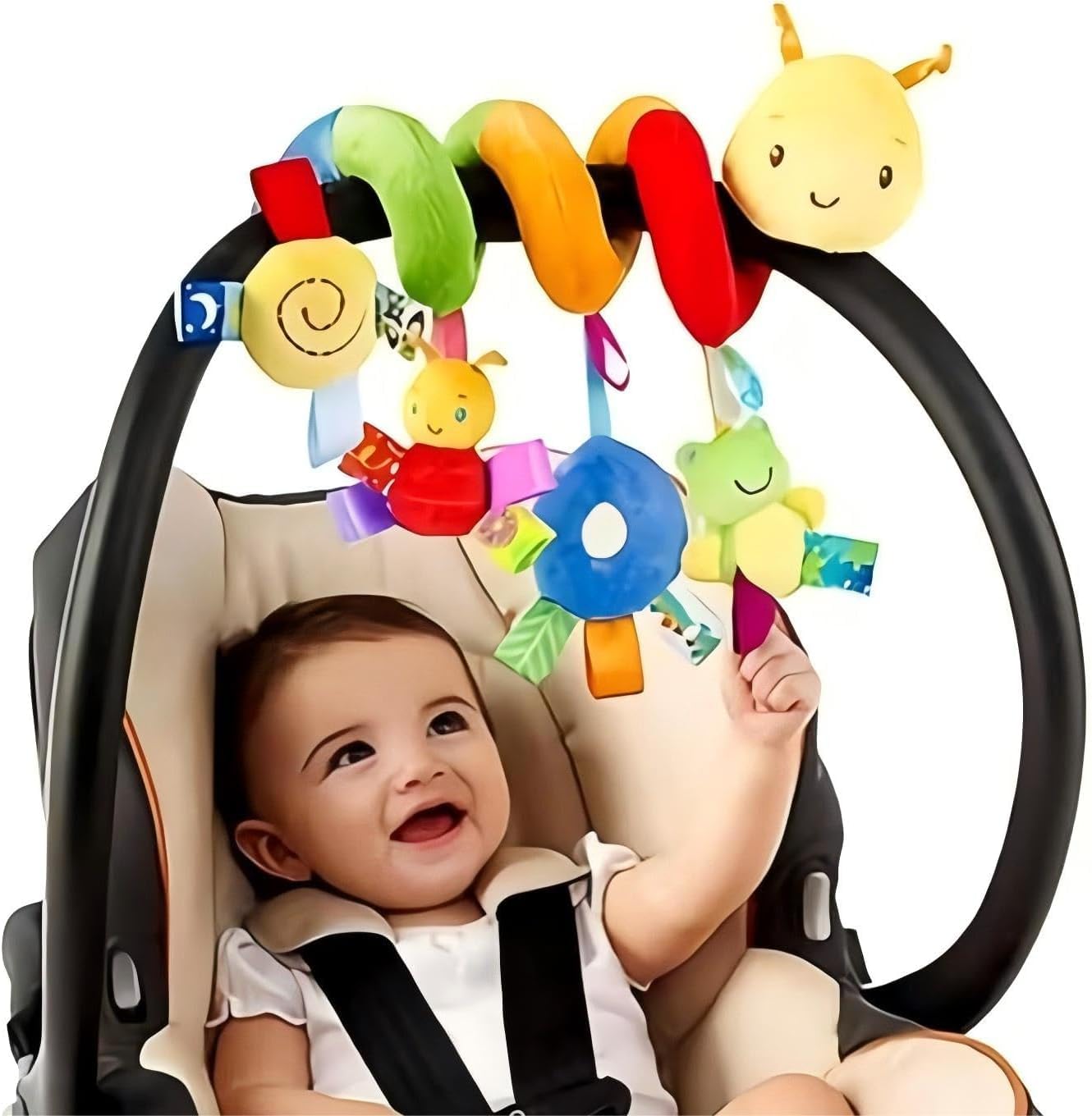 GZYFUVALW Car Seat & Stroller Toy | Plush Spiral Baby Sensory Toy with Ringing Bells