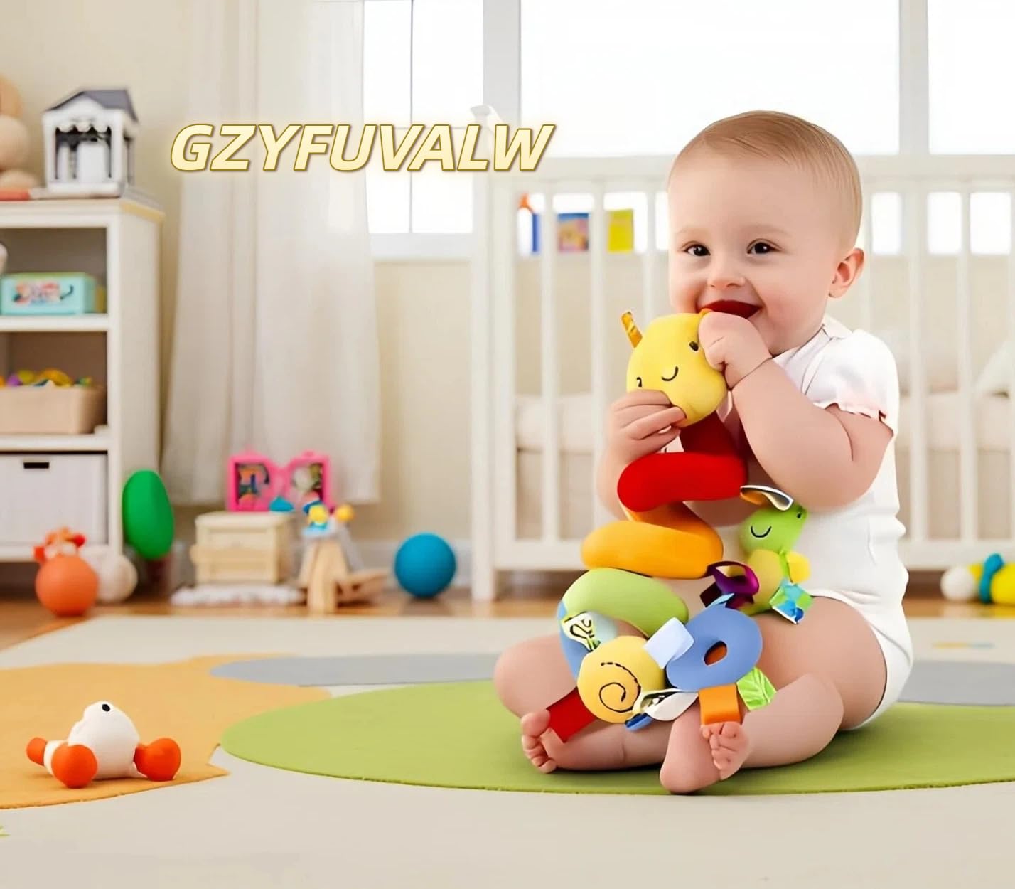 GZYFUVALW Car Seat & Stroller Toy | Plush Spiral Baby Sensory Toy with Ringing Bells