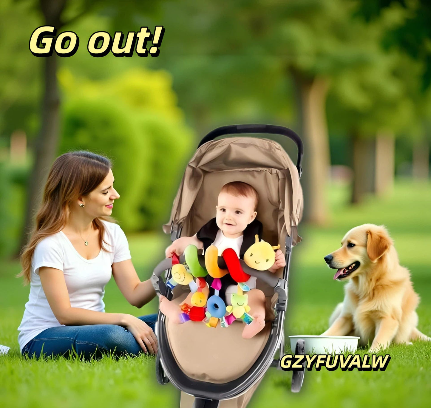 GZYFUVALW Car Seat & Stroller Toy | Plush Spiral Baby Sensory Toy with Ringing Bells