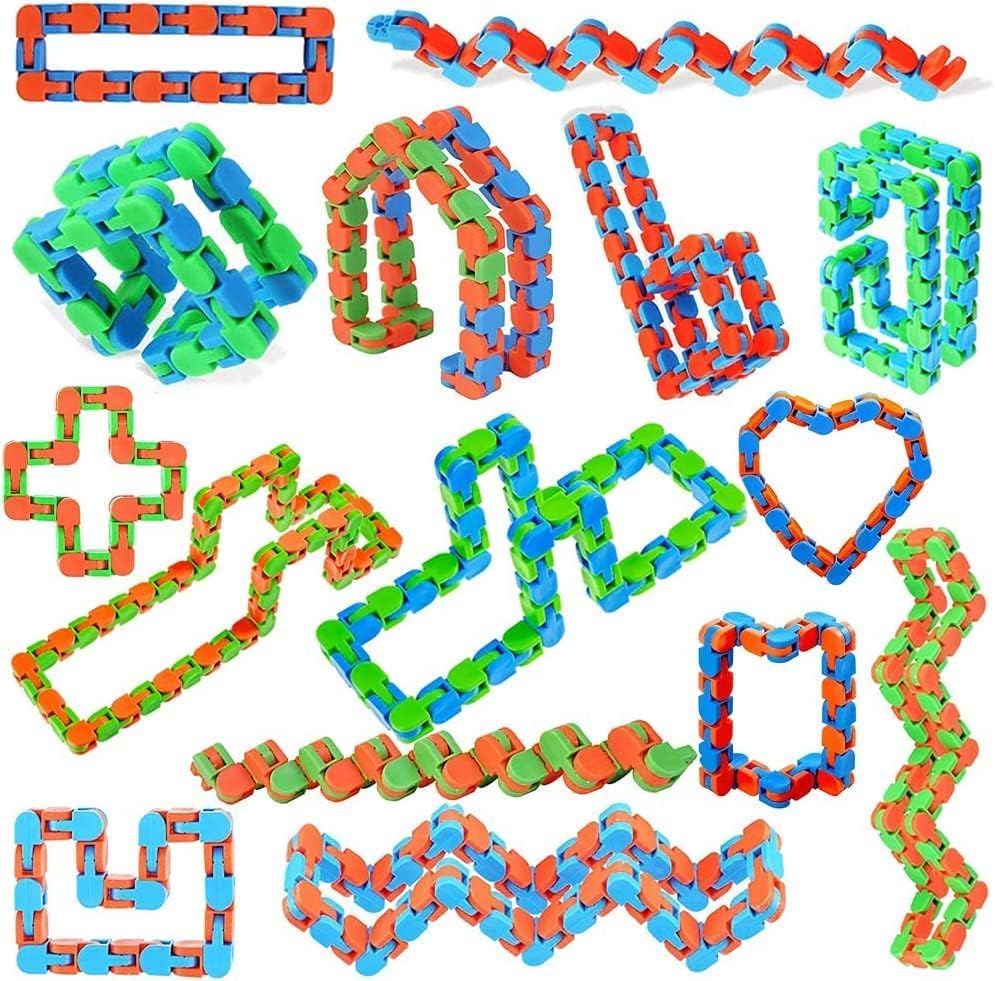 GZZDQGWN 20pcs Random 24-Links Wacky Tracks – Snap & Click Fidget Toys