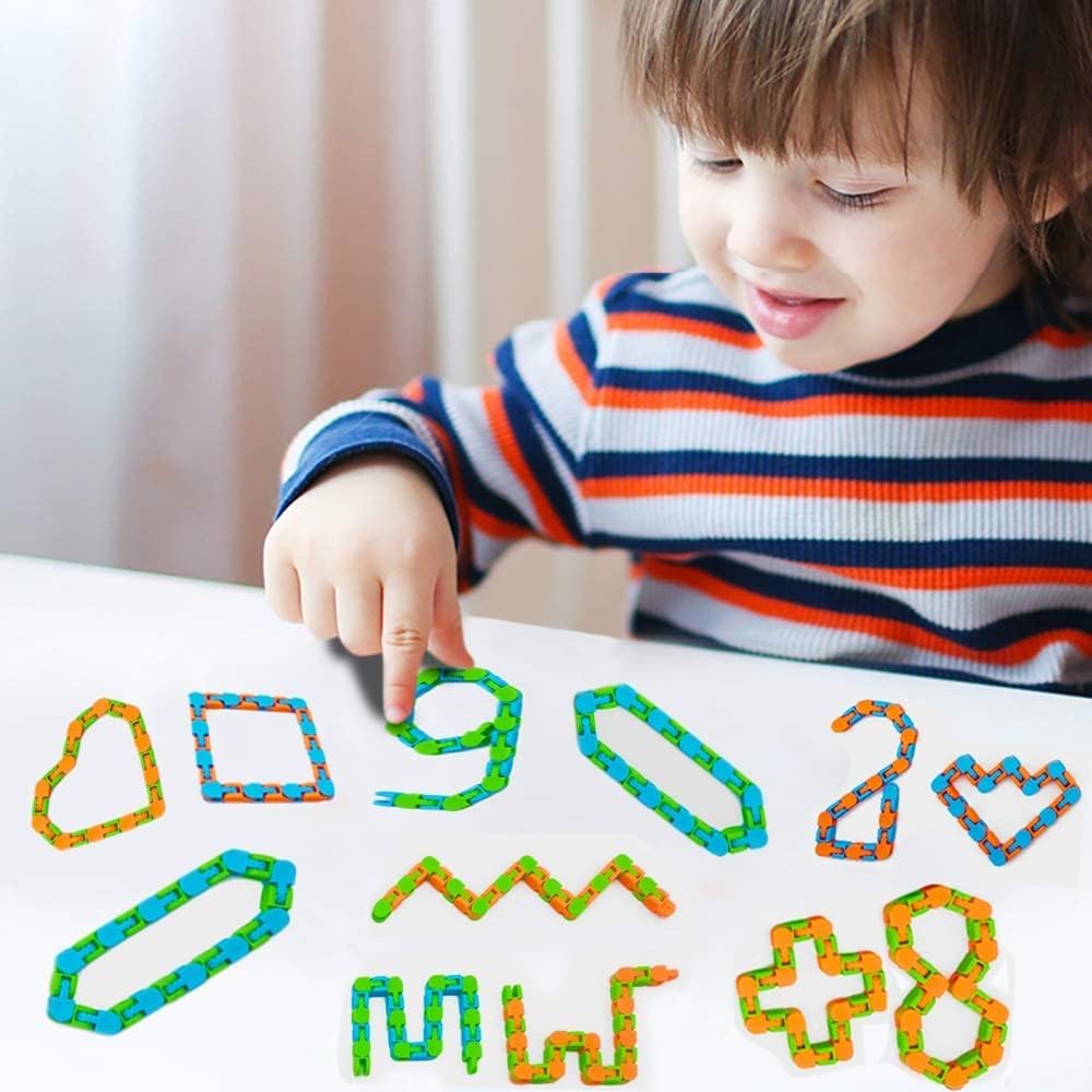 GZZDQGWN 20pcs Random 24-Links Wacky Tracks – Snap & Click Fidget Toys