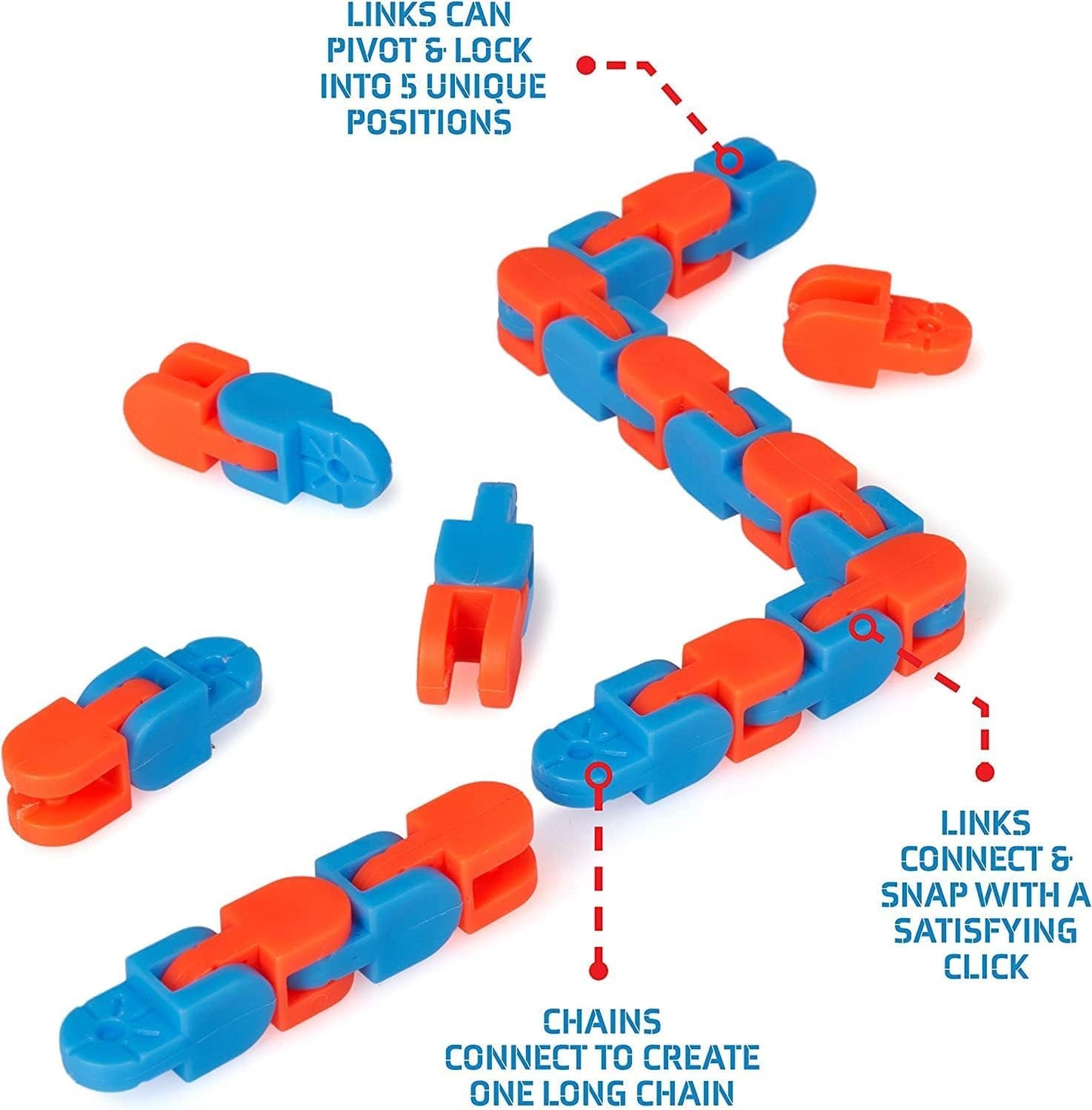 GZZDQGWN 20pcs Random 24-Links Wacky Tracks – Snap & Click Fidget Toys