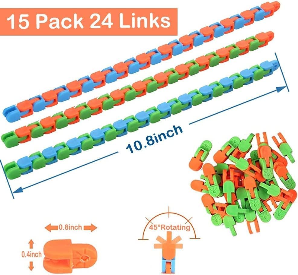 GZZDQGWN 20pcs Random 24-Links Wacky Tracks – Snap & Click Fidget Toys