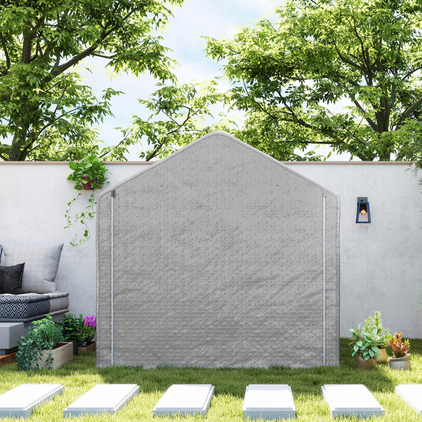 Outsunny 6.5' x 6.5' x 6.5' Temporary Garden Shed Storage Tent, Grey