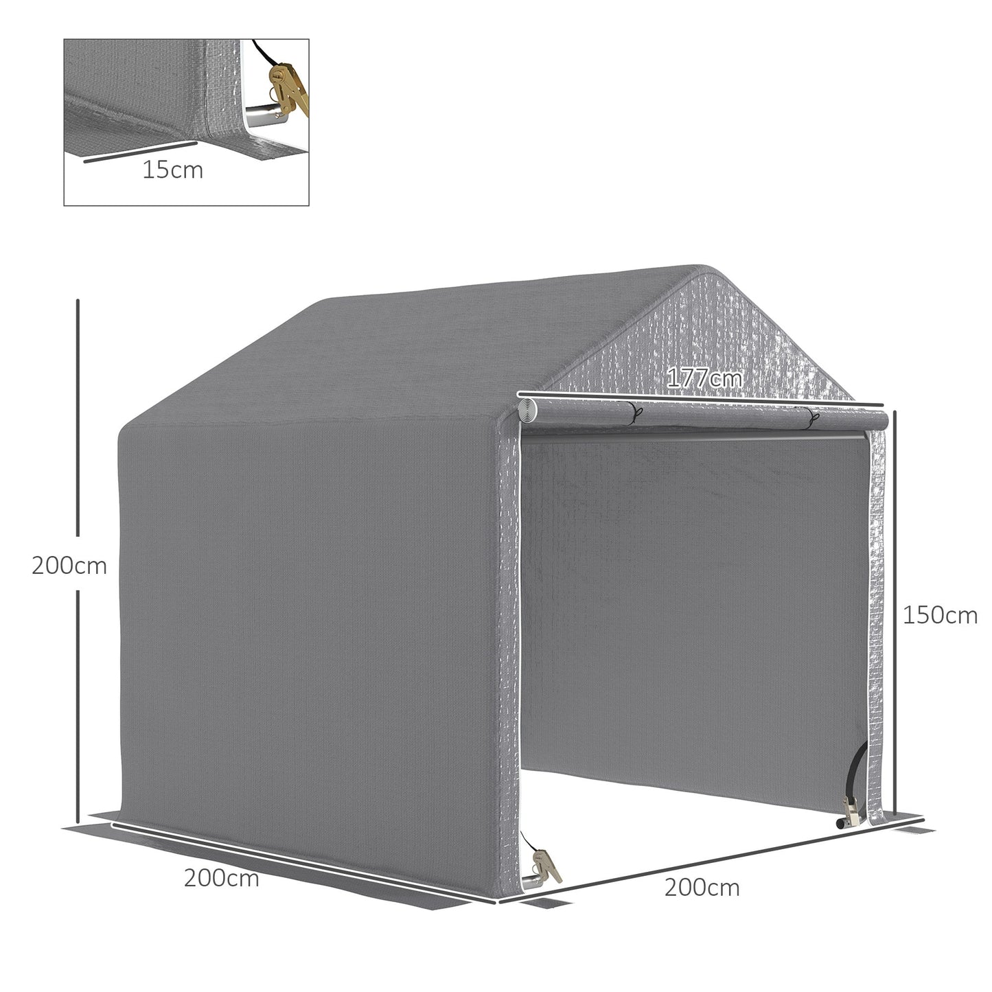 Outsunny 6.5' x 6.5' x 6.5' Temporary Garden Shed Storage Tent, Grey