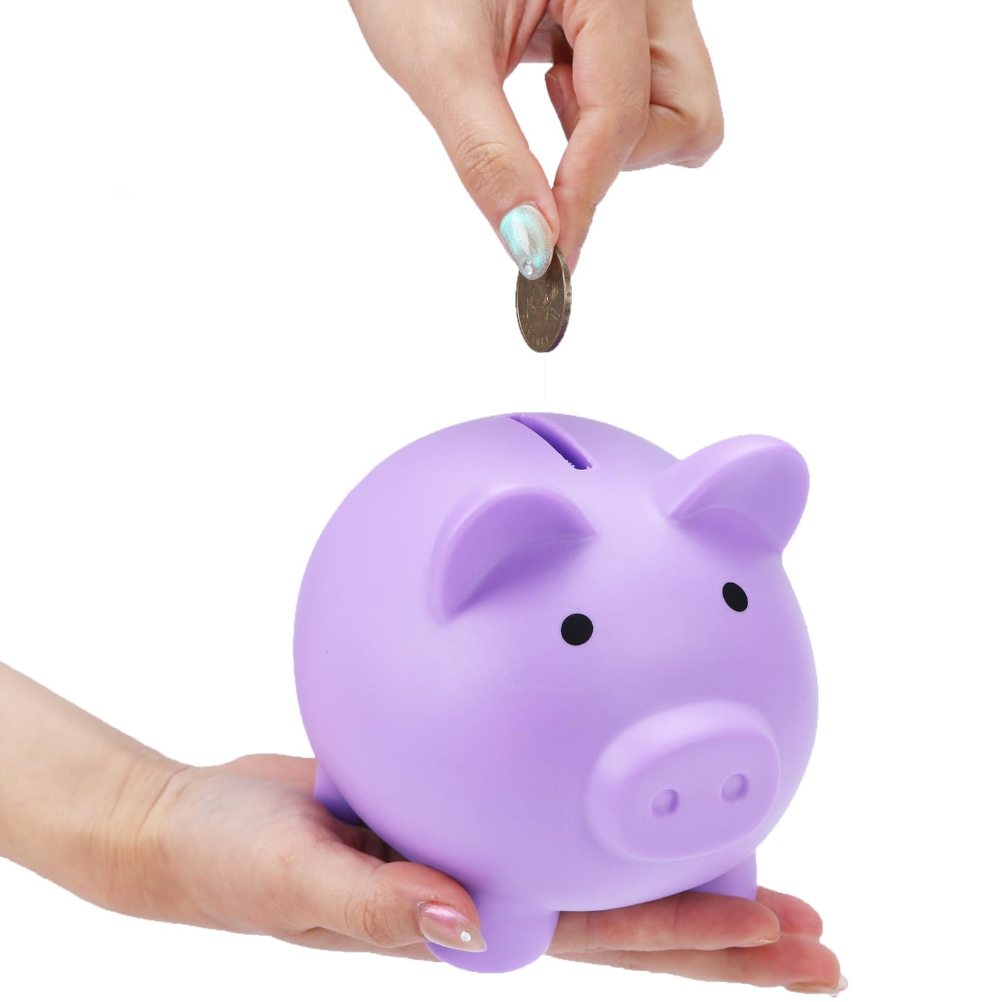 H&W Piggy Bank (Purple) – Unbreakable Plastic Coin Bank for Kids | Cute Money Box