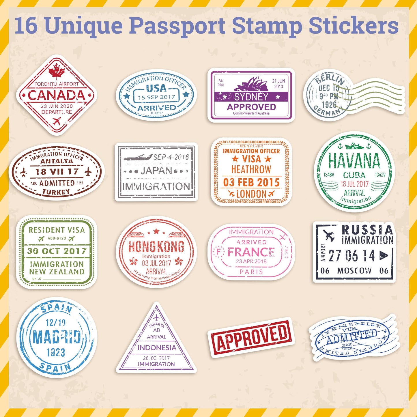 H1vojoxo Passport Stamps Rolls – 1000PCS Vintage Travel Stickers for Luggage, Scrapbooks & Crafts