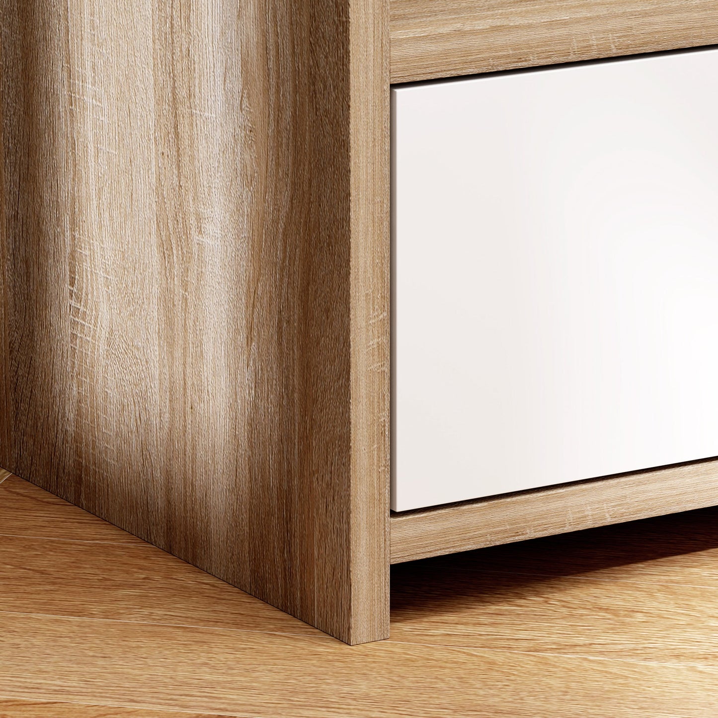 HOMCOM Bedside Table with Drawer for Bedroom, Living Room, Natural Wood Effect