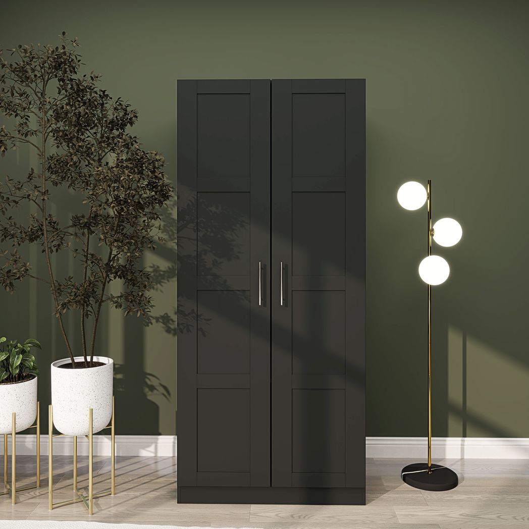 HOMCOM Wardrobe for Bedroom, Double Wardrobe with Hanging Rail