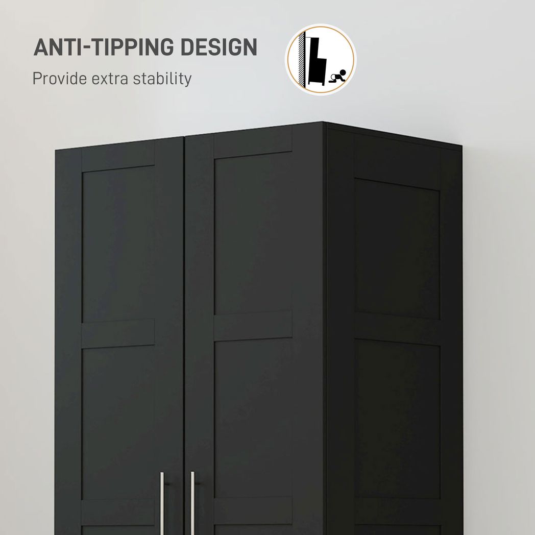 HOMCOM Wardrobe for Bedroom, Double Wardrobe with Hanging Rail