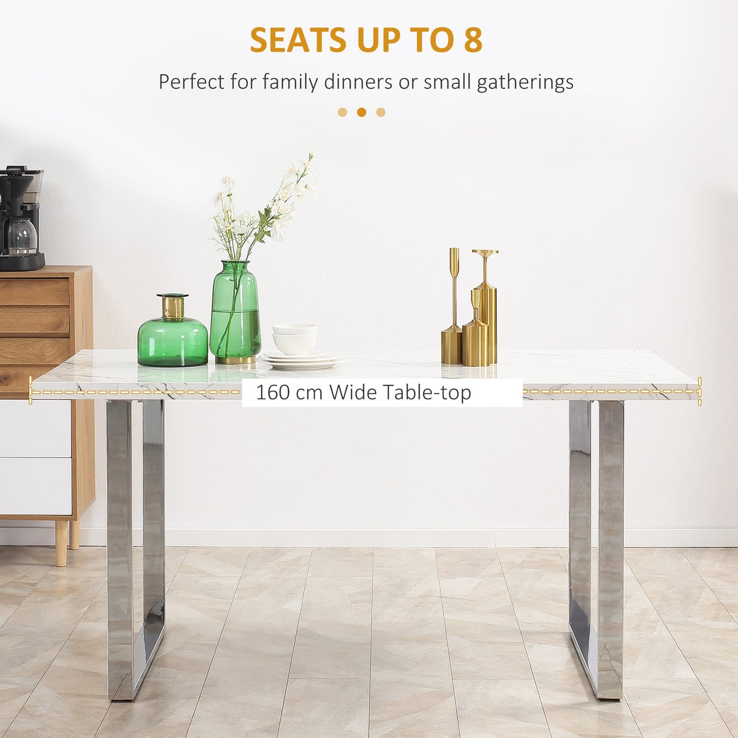 HOMCOM 160 cm Rectangular Dining Table Kitchen Table for 6-8 People