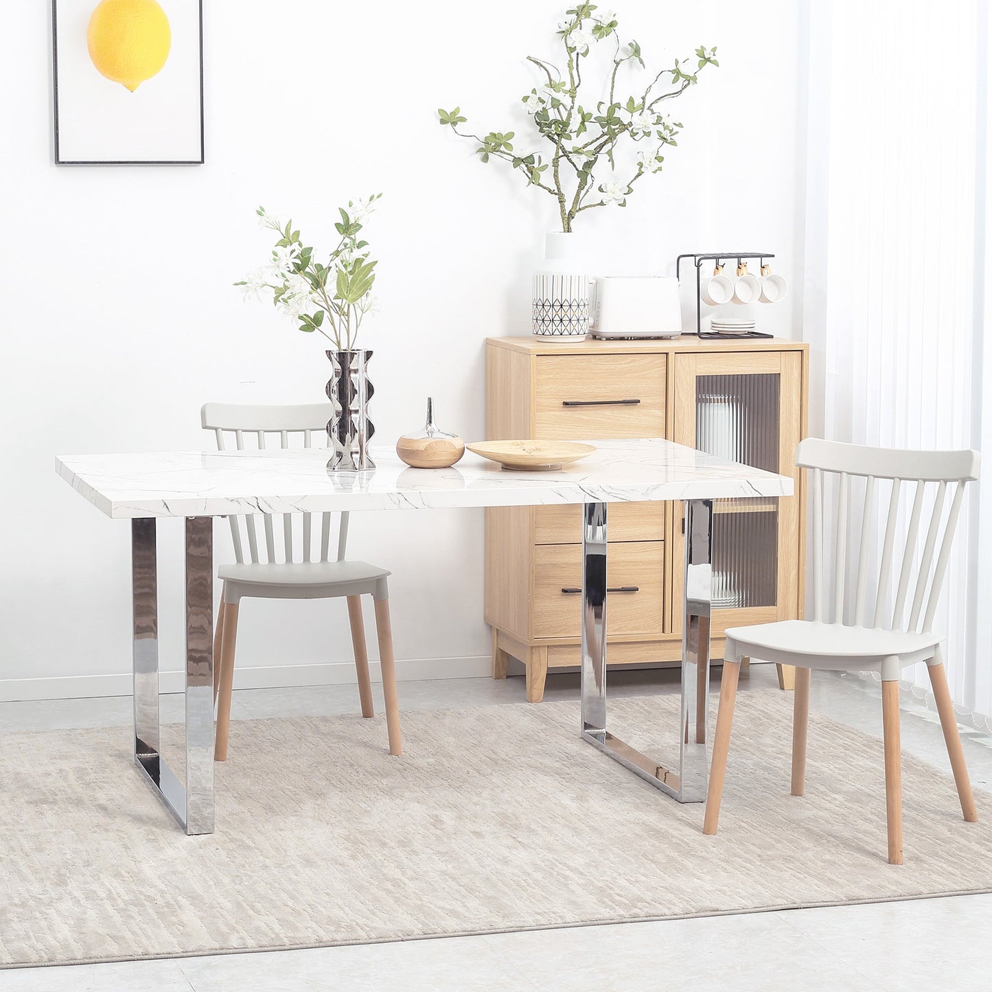 HOMCOM 160 cm Rectangular Dining Table Kitchen Table for 6-8 People