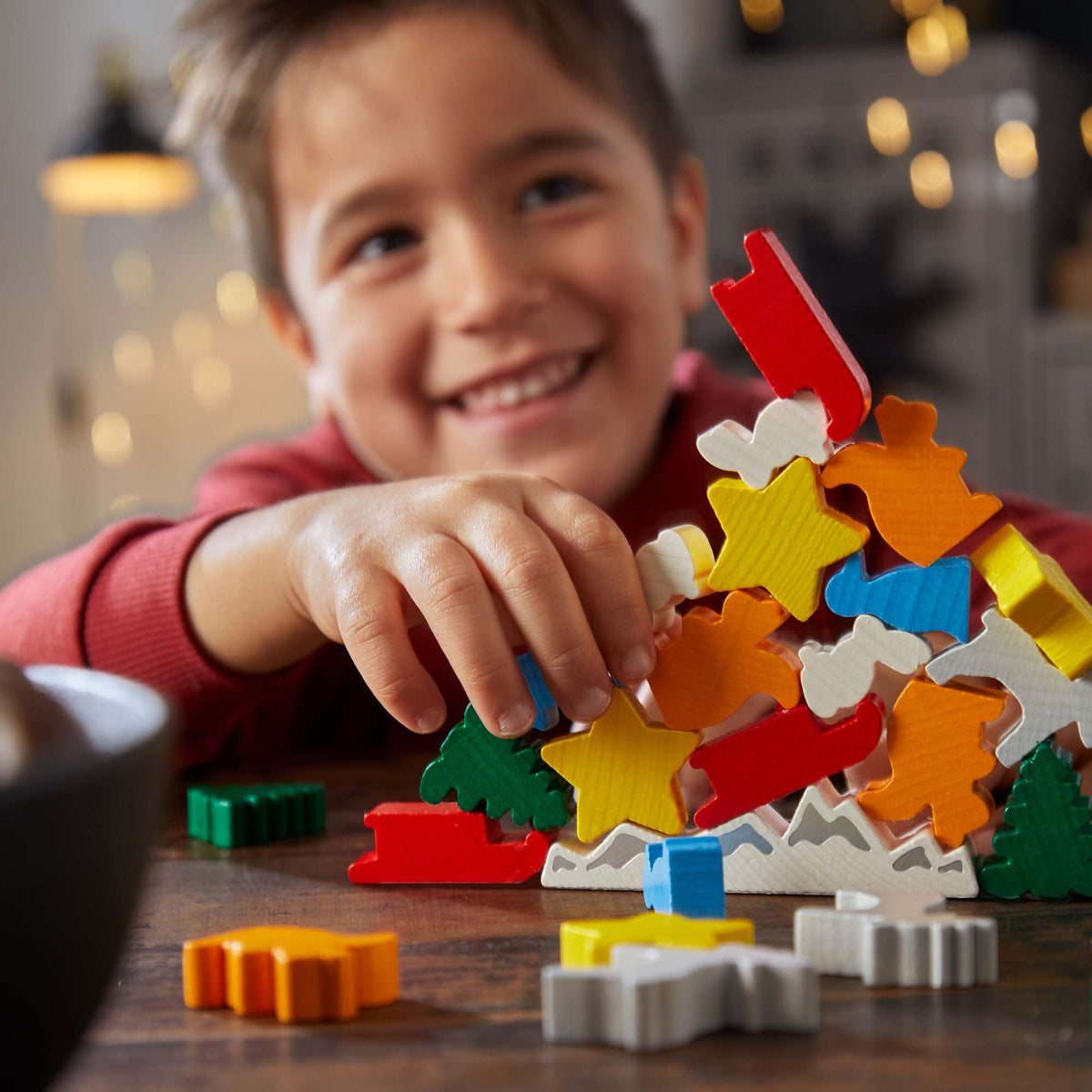 HABA Animal Upon Animal Christmas Edition – Wooden Stacking Game in Collector's Tin